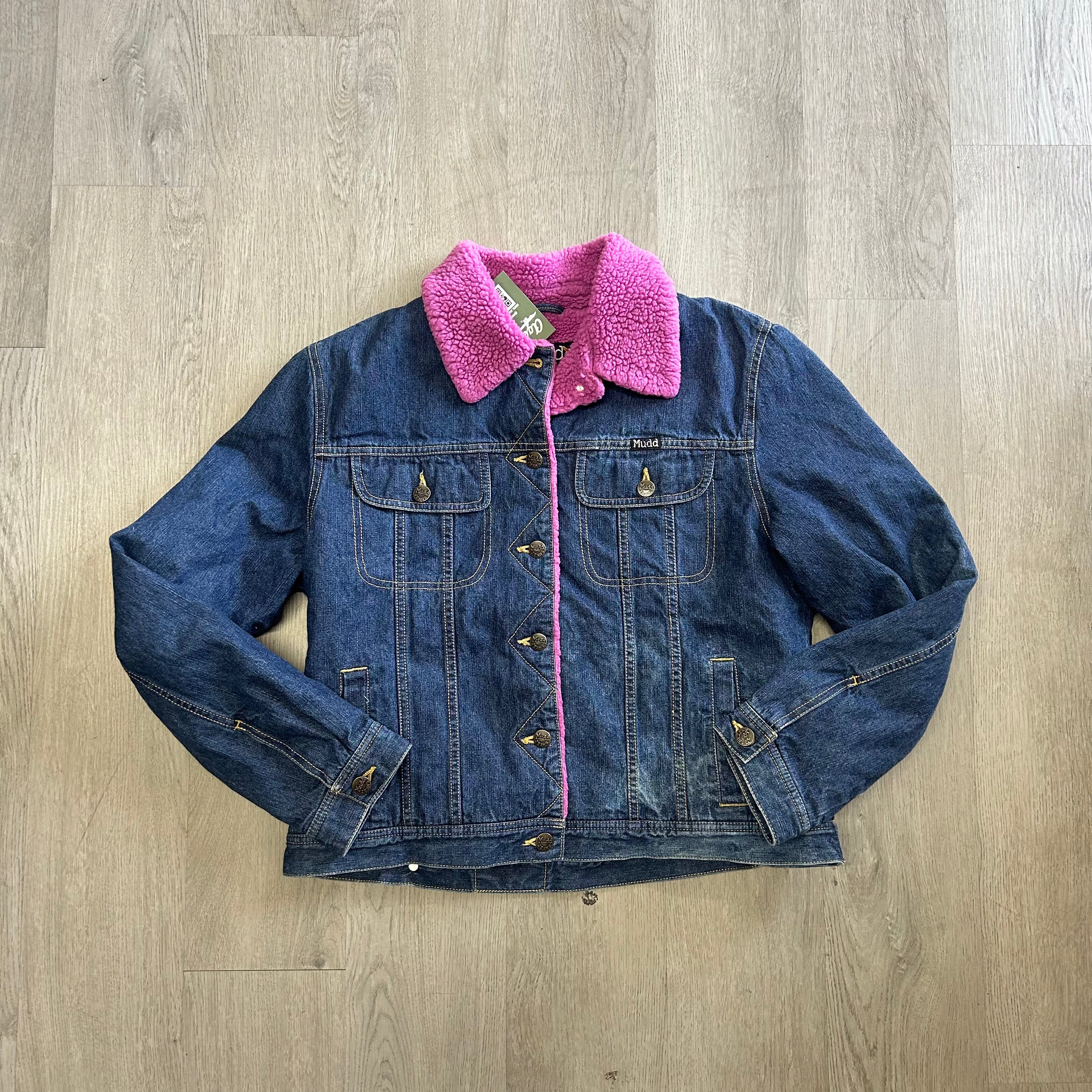 Vintage Women’s Mudd Fuchsia Sherpa Jean Jacket