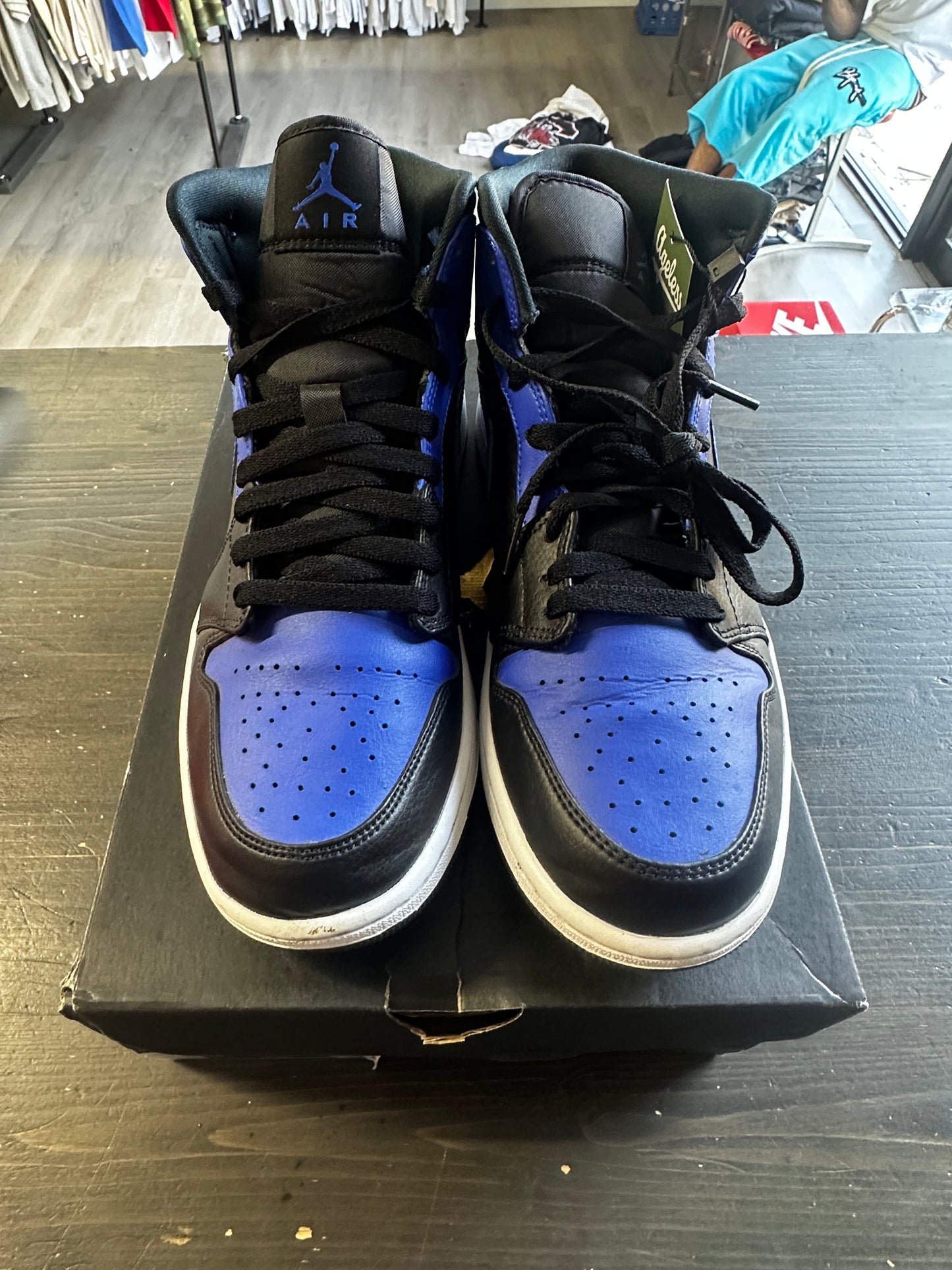 Pre-Owned Jordan 1 Mid Hyper Royal Tumbled Leather