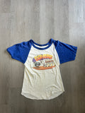 Vintage Blue And white Bowling Baseball Tee