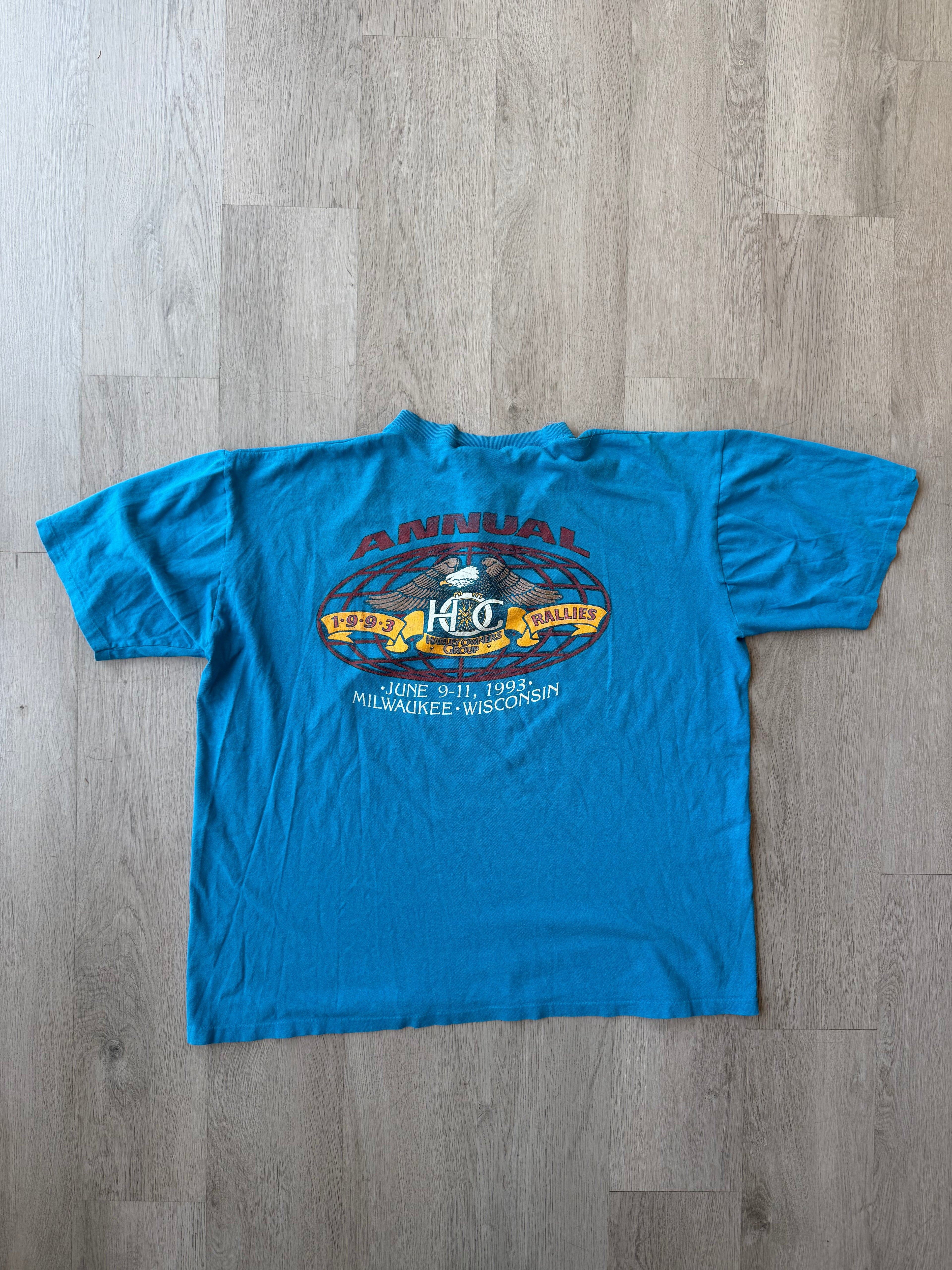 Vintage Harley Owners Group Button Neck Tee