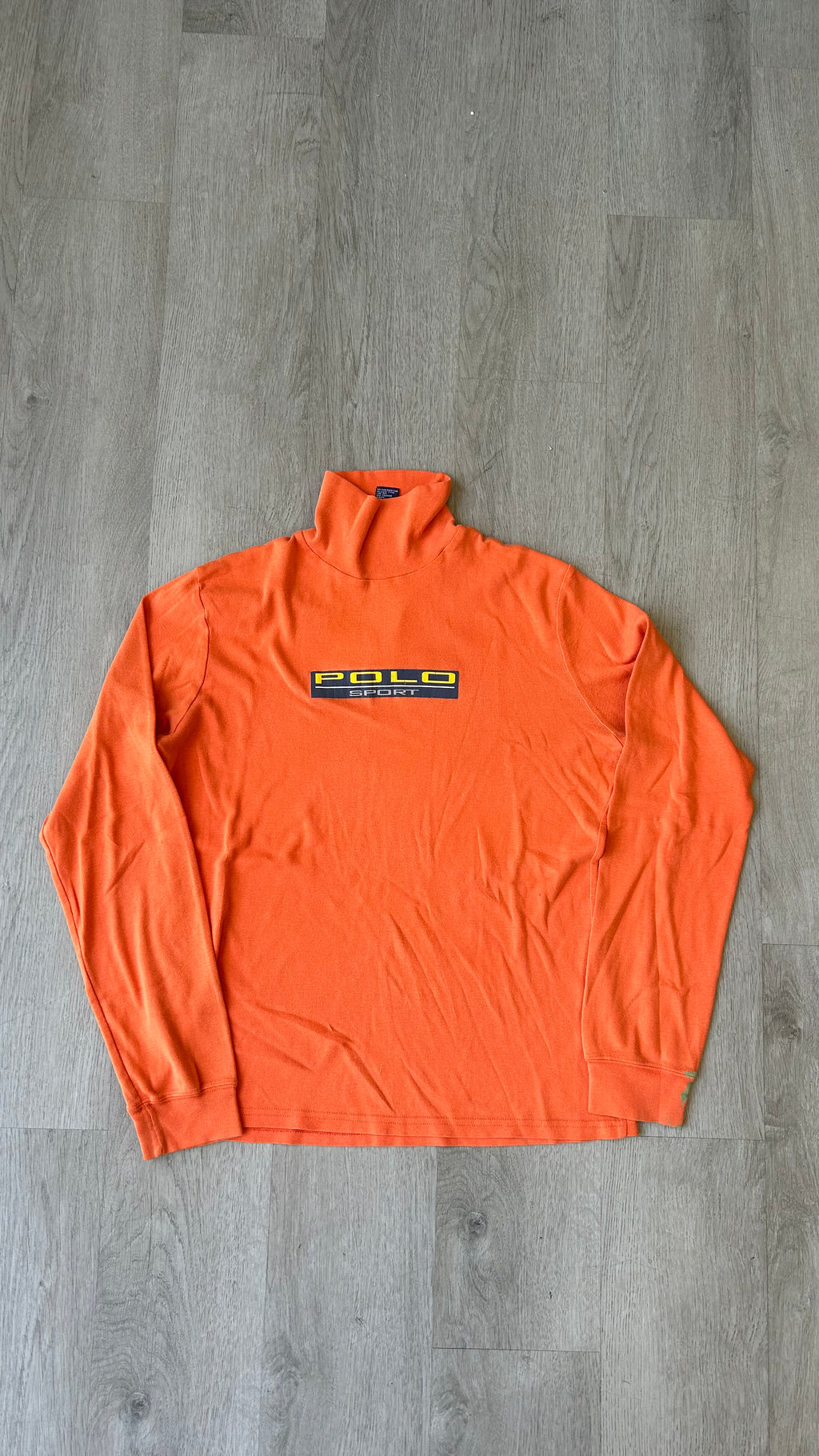 Vintage Orange Ralph Lauren Polo Sport Long Sleeve Mock Neck Shirt