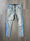 Homme Femme Jeans Light Blue Stripe