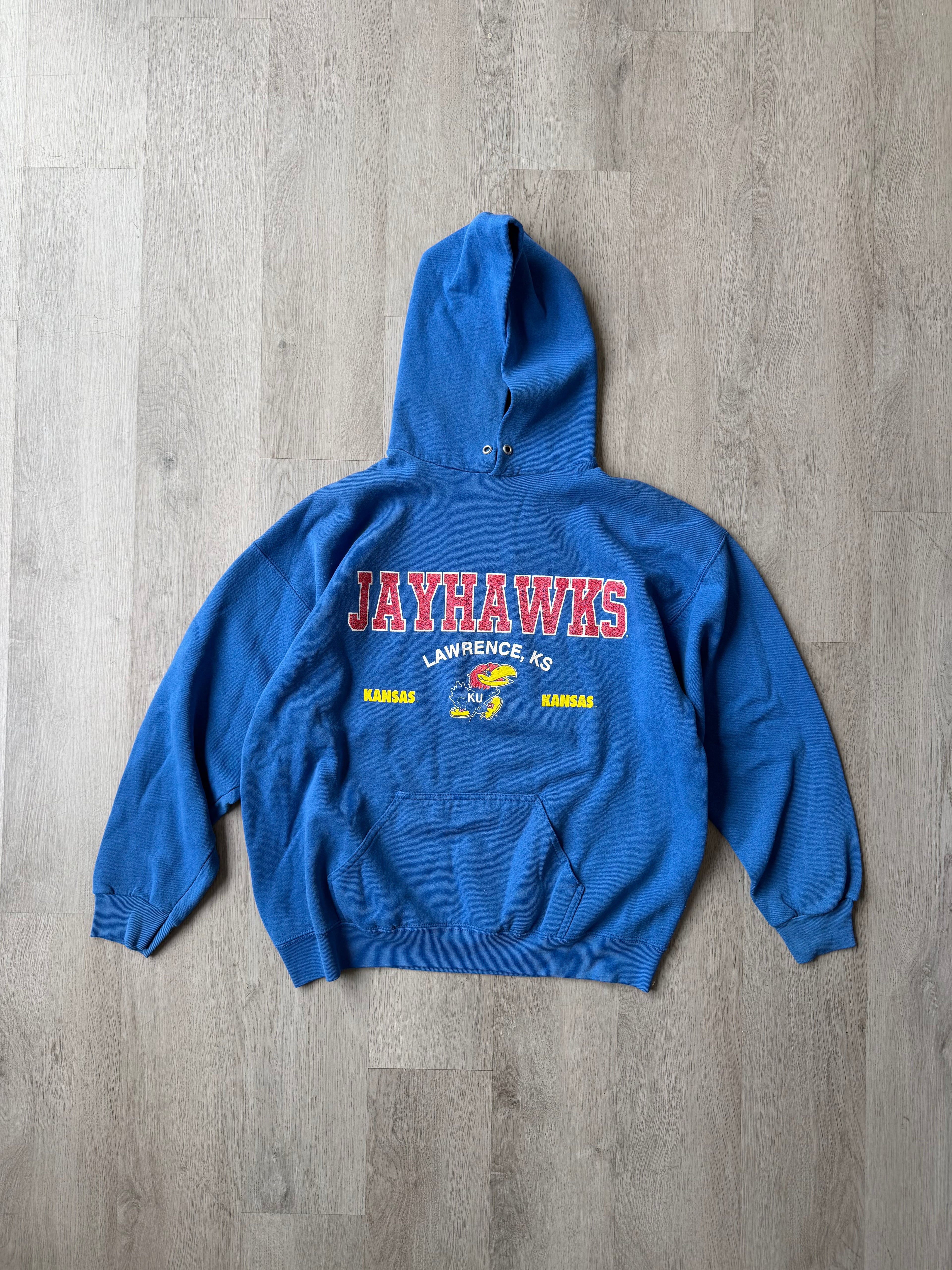 Vintage Jayhawks Blue Hooded Sweatshirt
