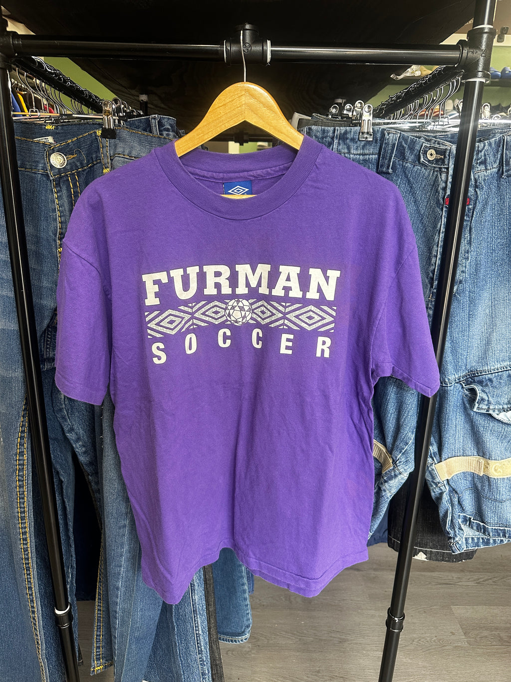 Vintage Umbro Furman University Pele Soccer Tee