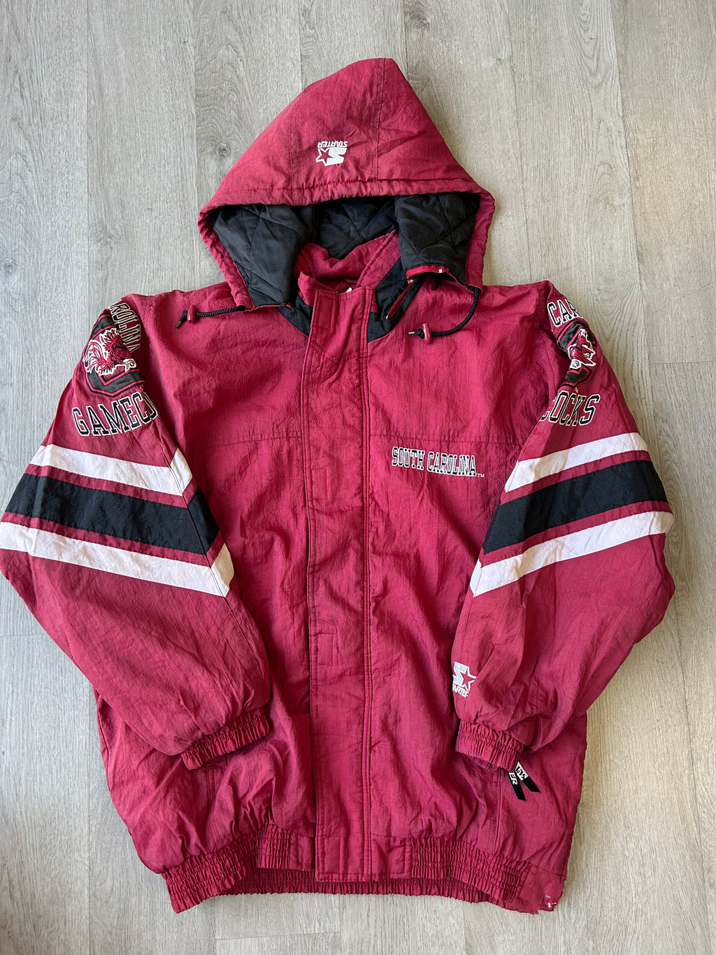 Vintage 1990s Starter South Carolina Gamecocks hooded puffer jacket