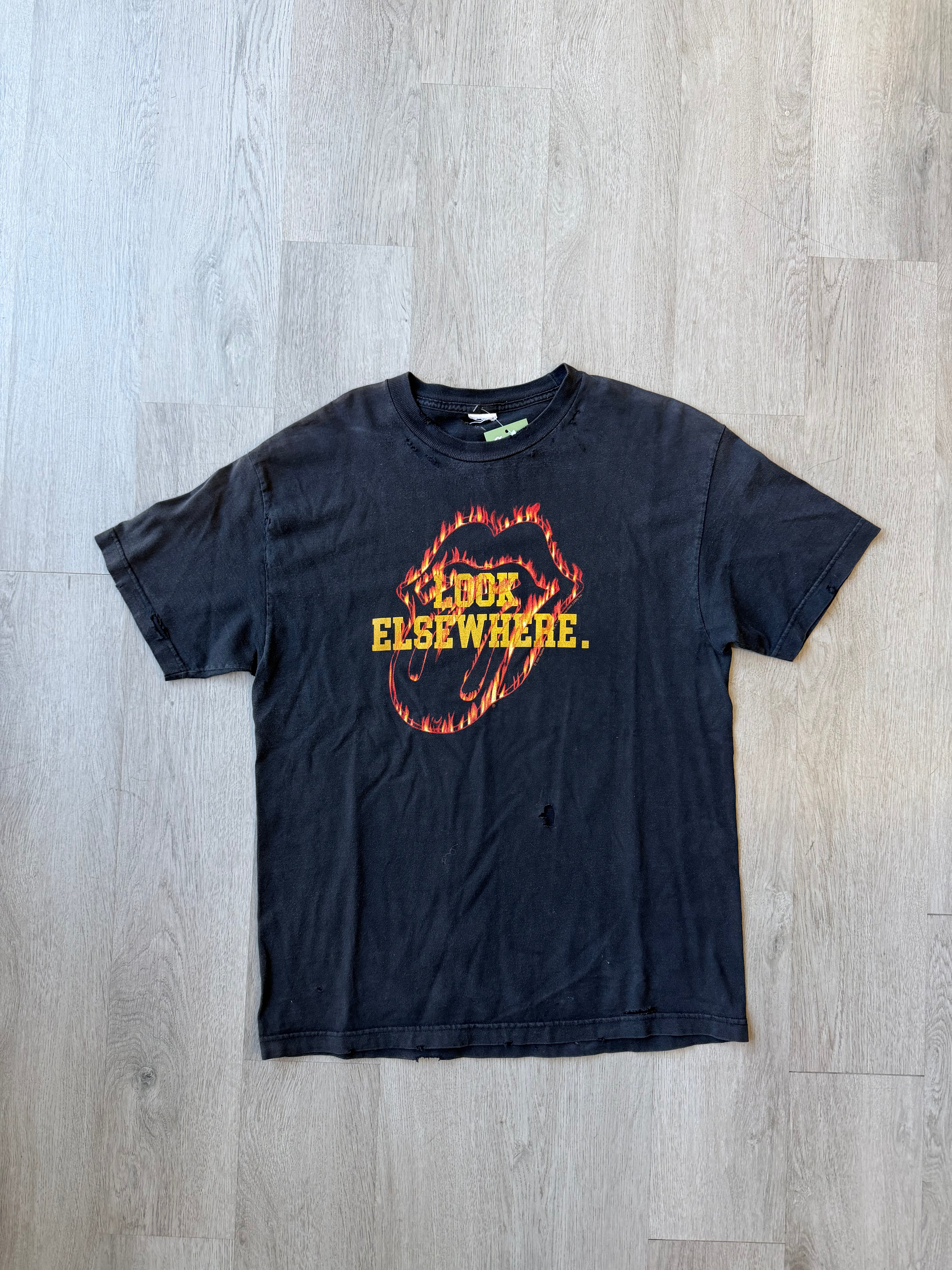 Vintage Look Elsewhere Rolling Stone Flame Distressed Tee