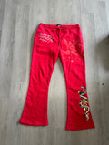 Ed Hardy Red Fleece Tiger Snake Tattoo Bootcut Sweatpants