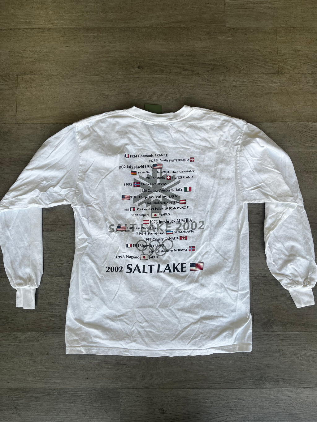 Vintage White Winter Games Salt Lake City Olympics 2002 LongSleeve Tee