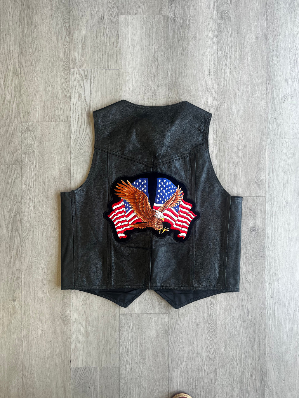 Embroidered American Eagle Black Biker Jacket