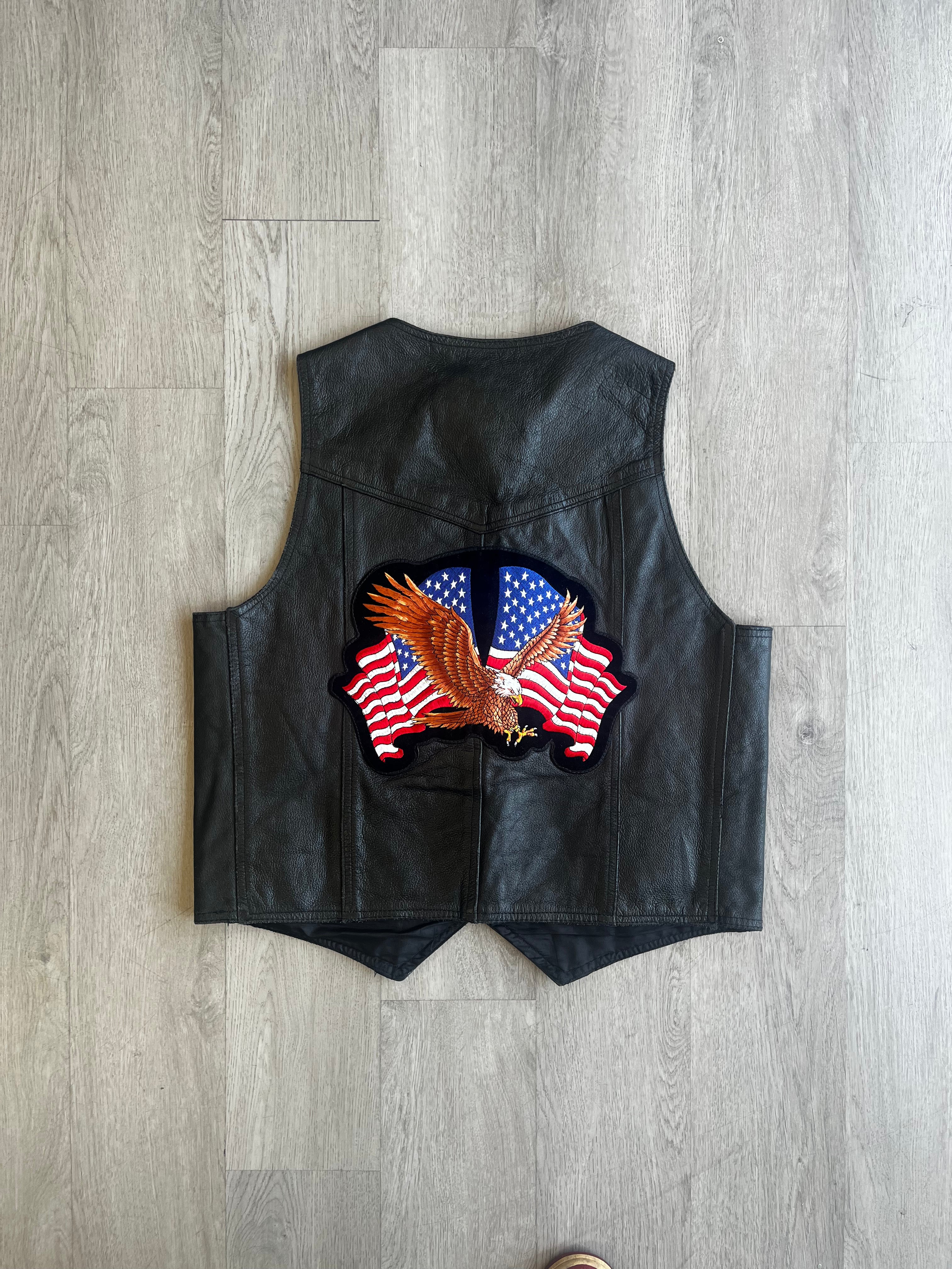 Embroidered American Eagle Black Biker Jacket
