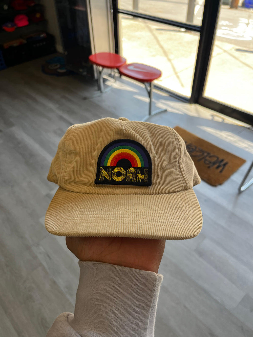Noah Rainbow Beige Corduroy 5-Panel Snapback