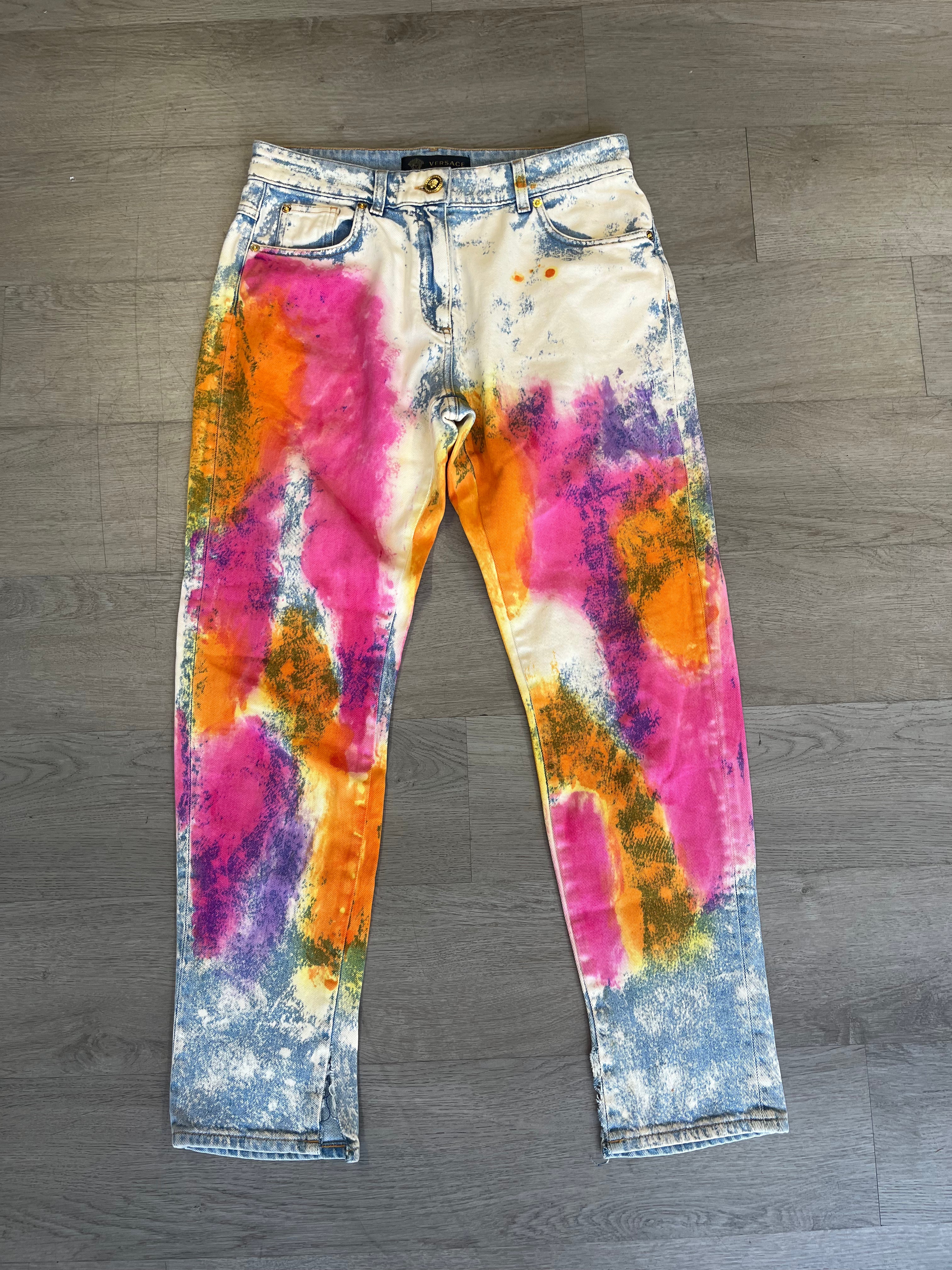 Versace Multicolored Tie-Die Denim Jeans