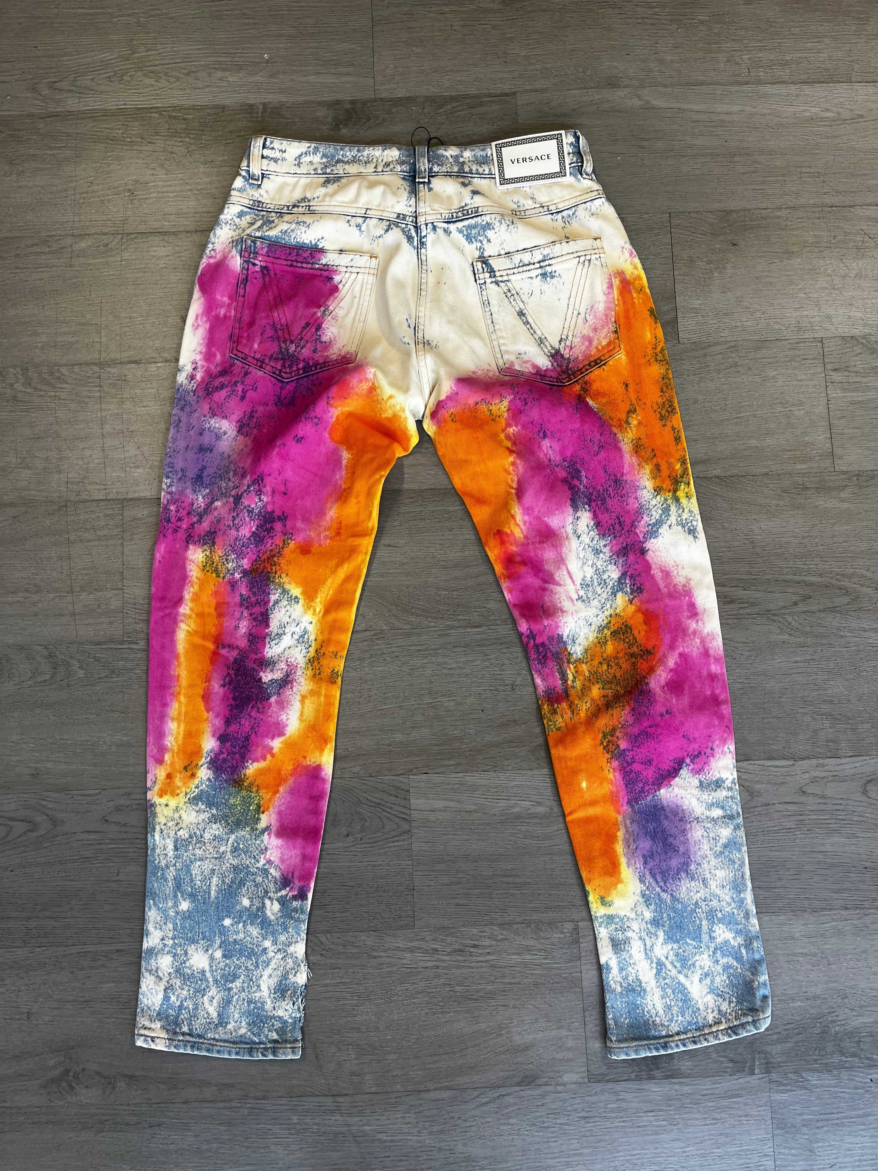 Versace Multicolored Tie-Die Denim Jeans