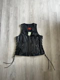 Hot Leathers Women's Black Leather Side-Lace Zip-Up Motorcycle Vest