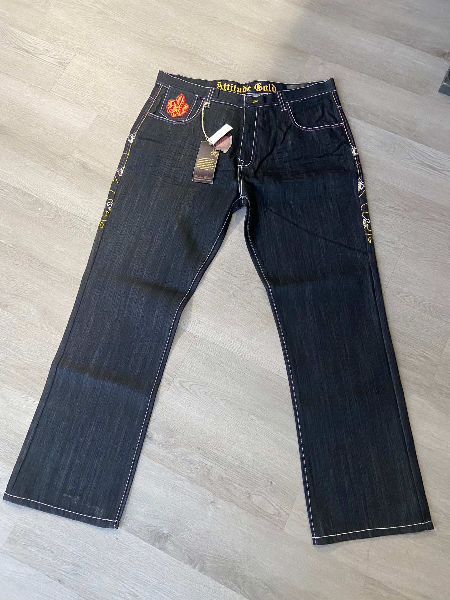 Attitude Gold Warrior Soul Y2K Denim Jeans