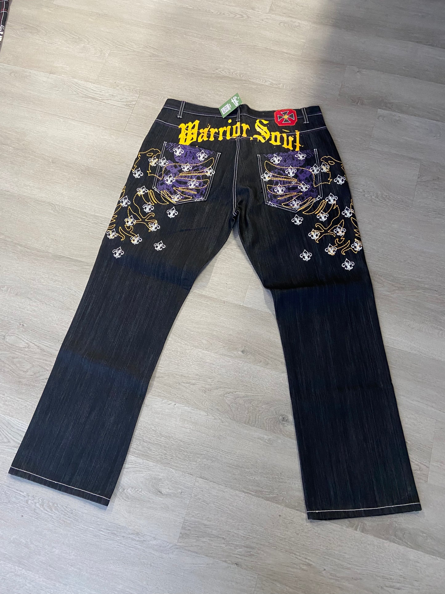 Attitude Gold Warrior Soul Y2K Denim Jeans