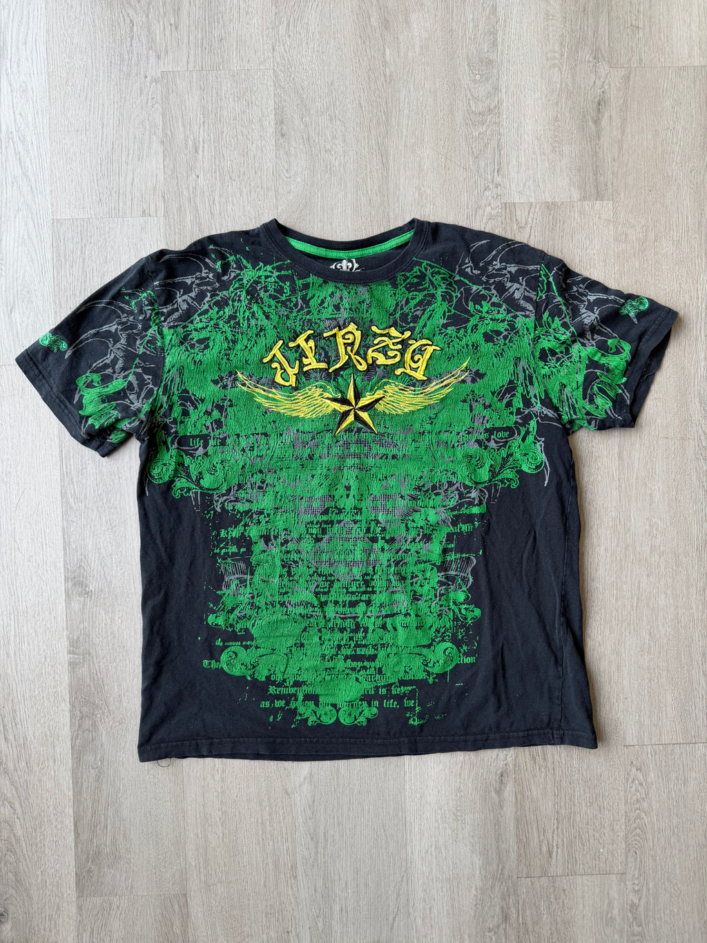 Y2k Green Winged Star AOP Tee