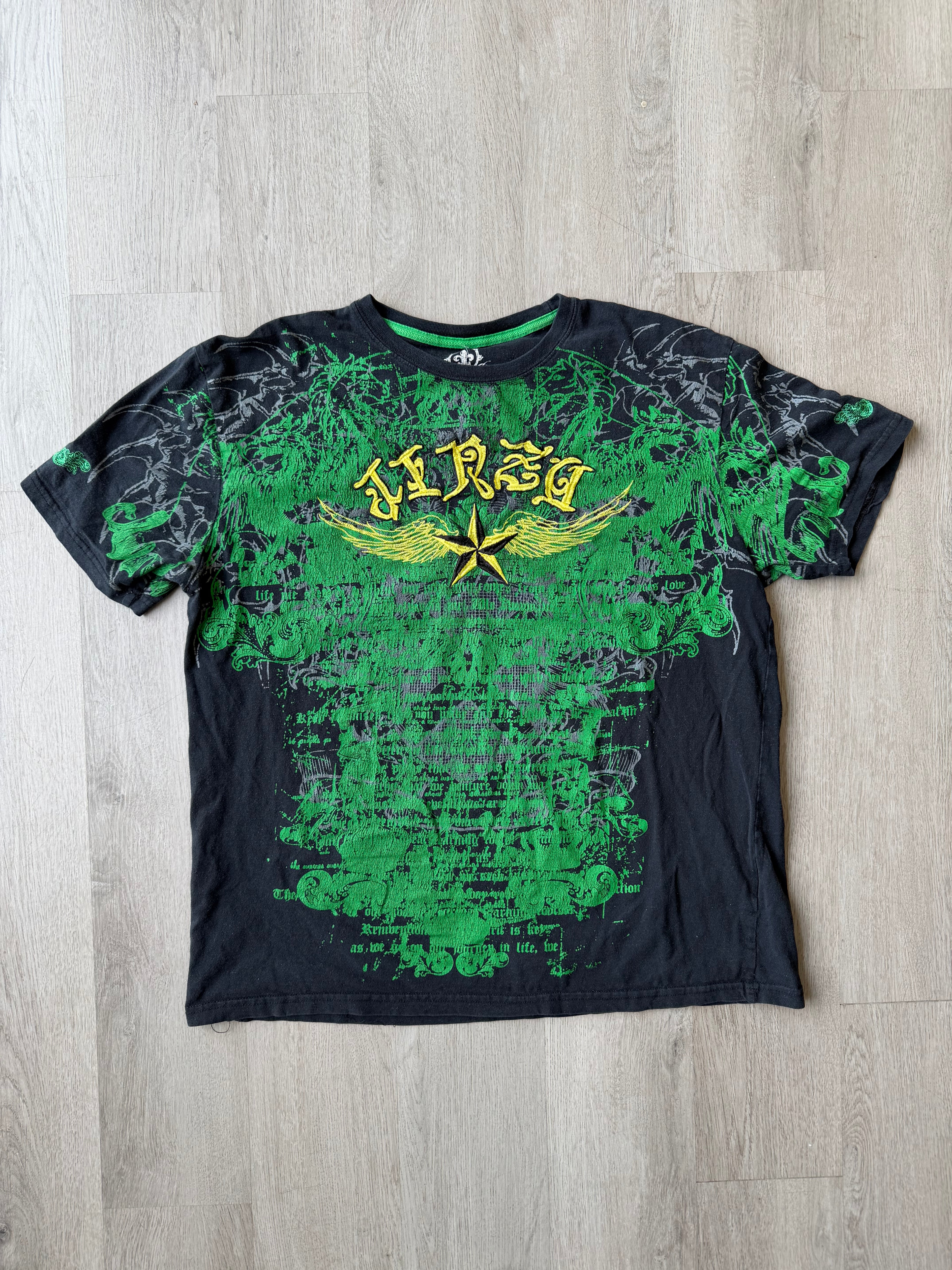 Y2k Green Winged Star AOP Tee