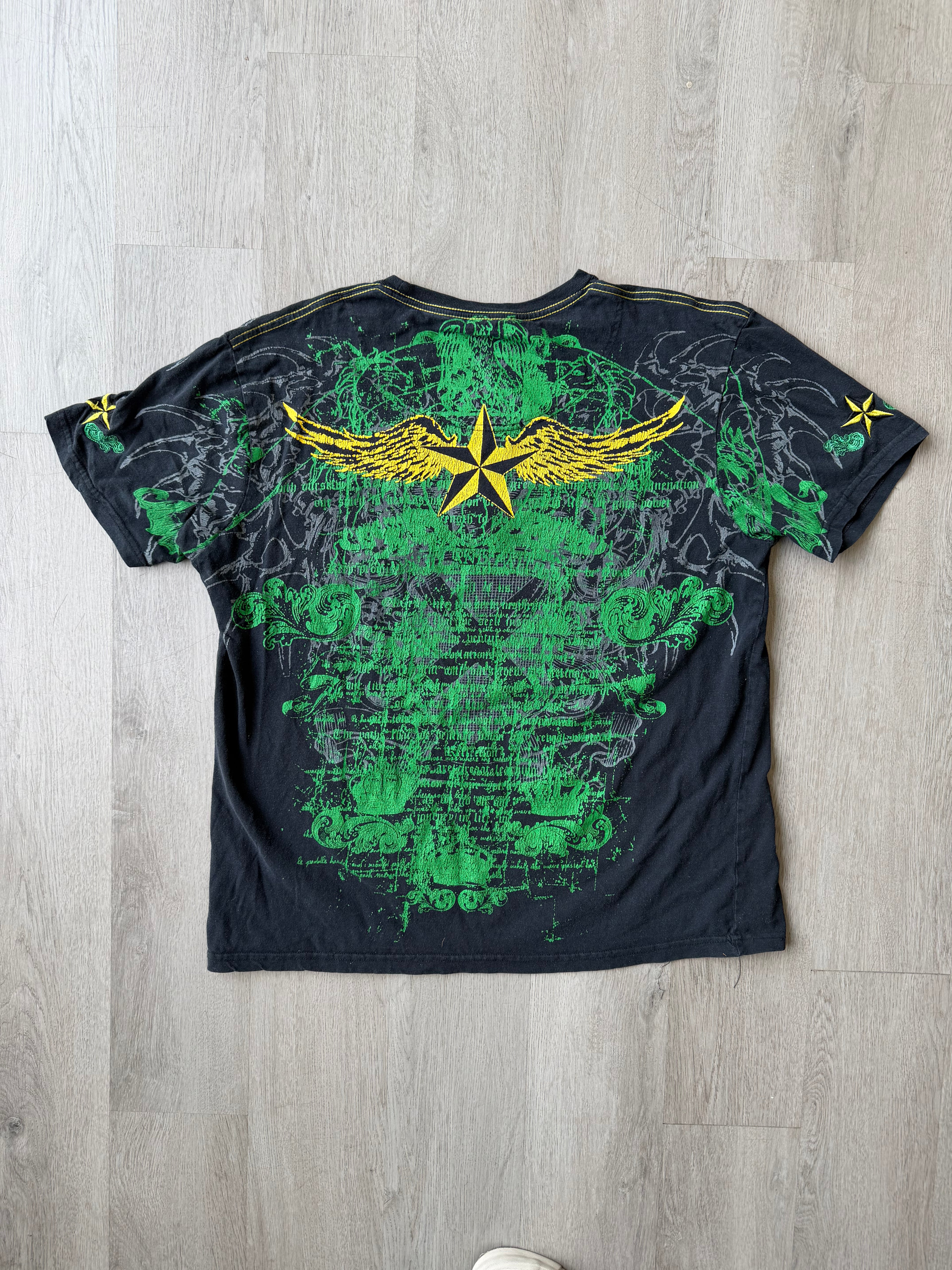 Y2k Green Winged Star AOP Tee