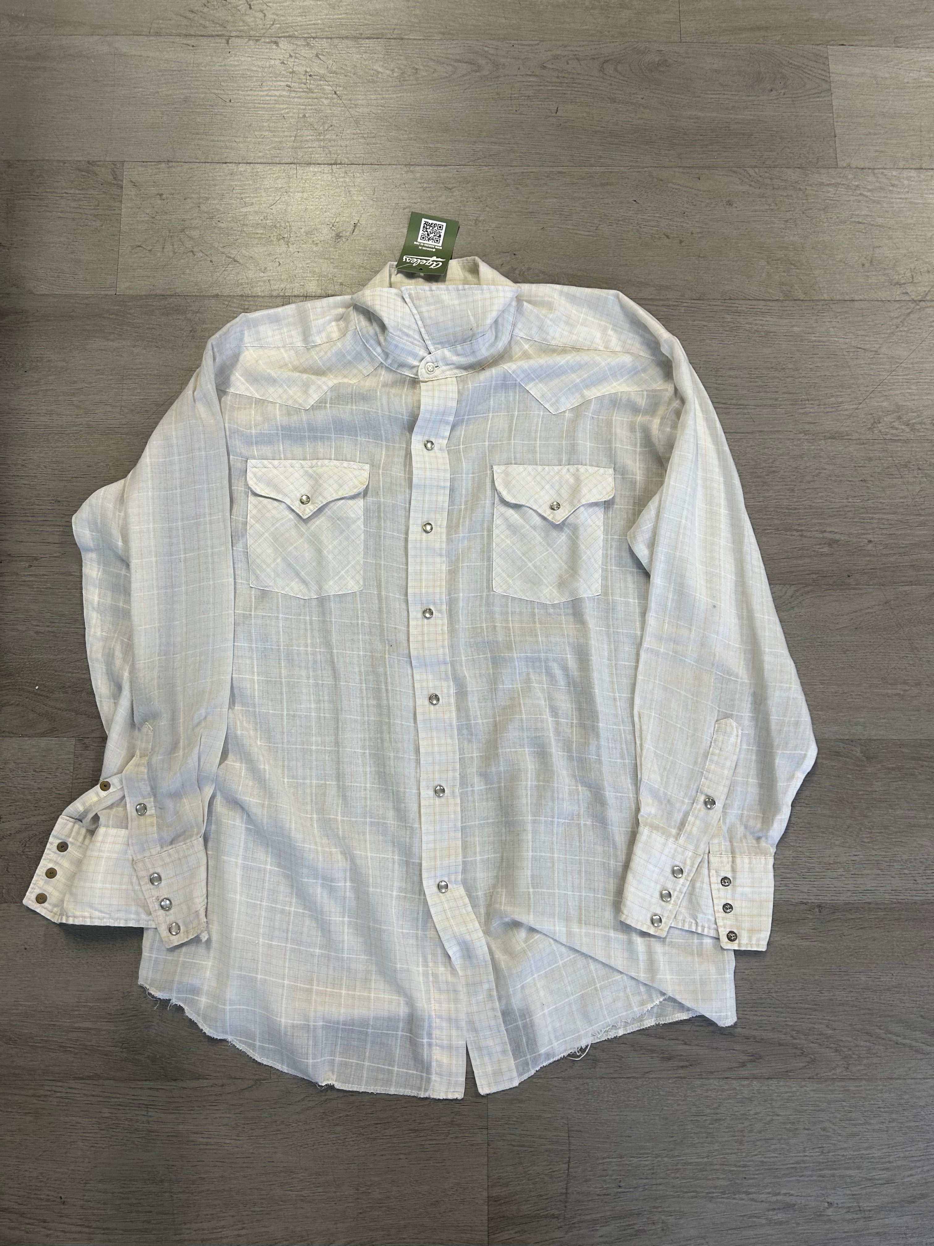 Vintage Maverick Longtails White Plaid Pearl Snap