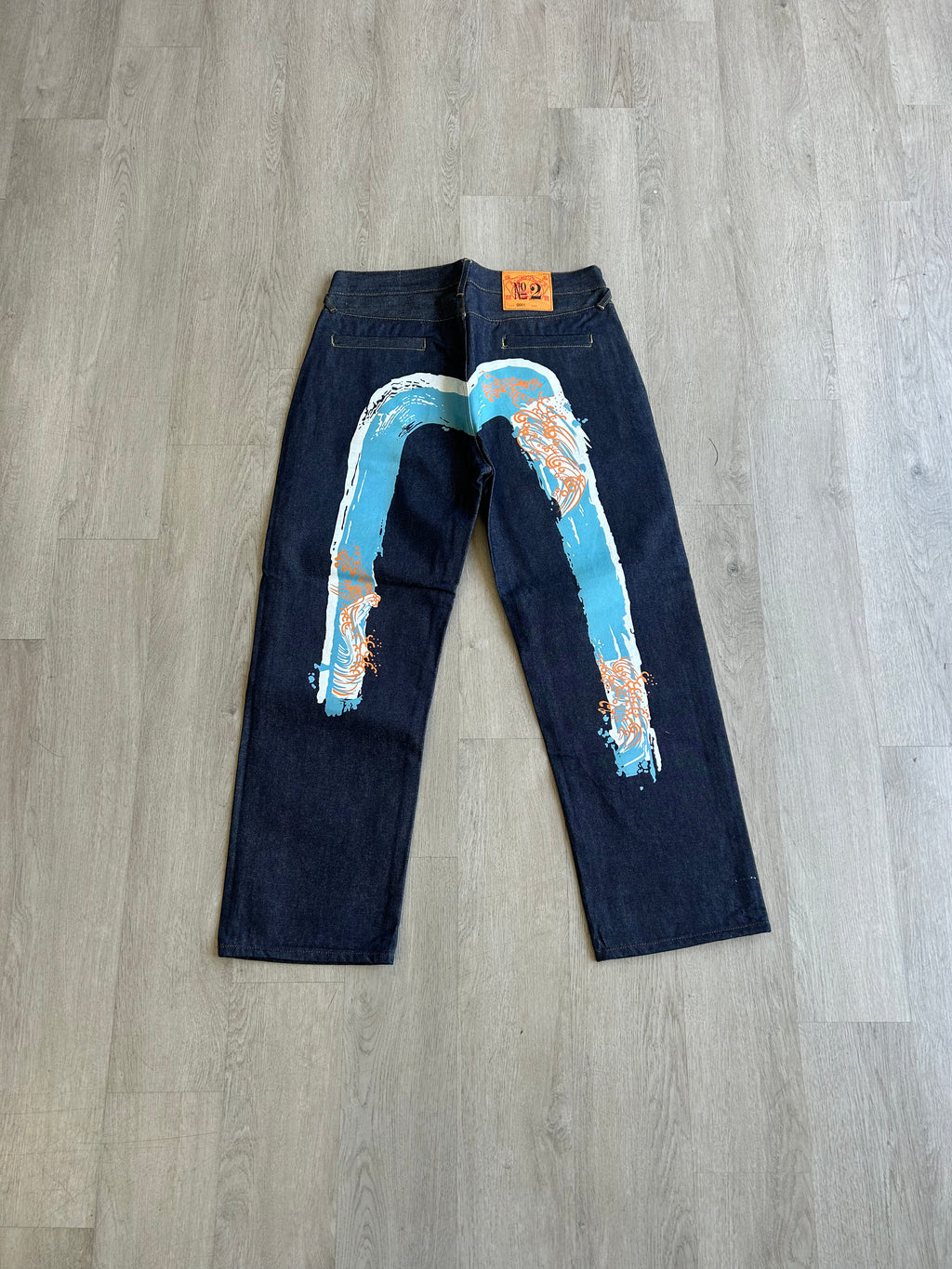 Evisu Embroidered Blue Waves Jeans