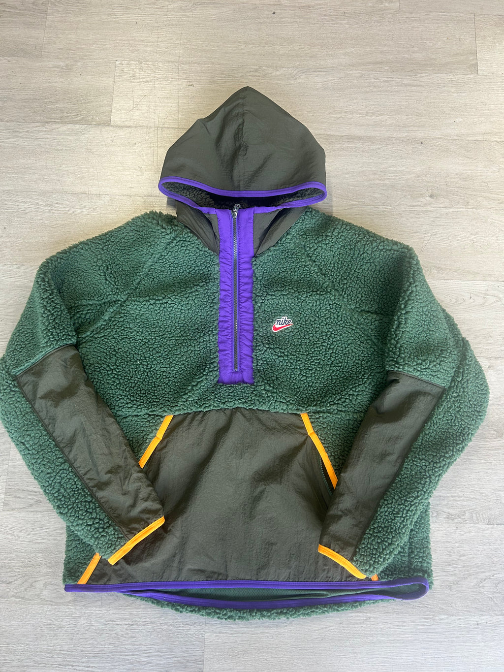 Nike Half Zip Green Sherpa Hoodie