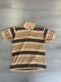 Vintage Adidas Brown and Tan Striped Collared Tee