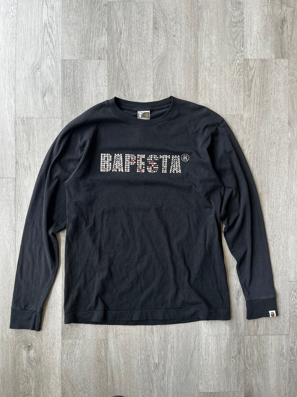 Vintage Bape Rhinestone Bapesta  Long Sleeve Tee