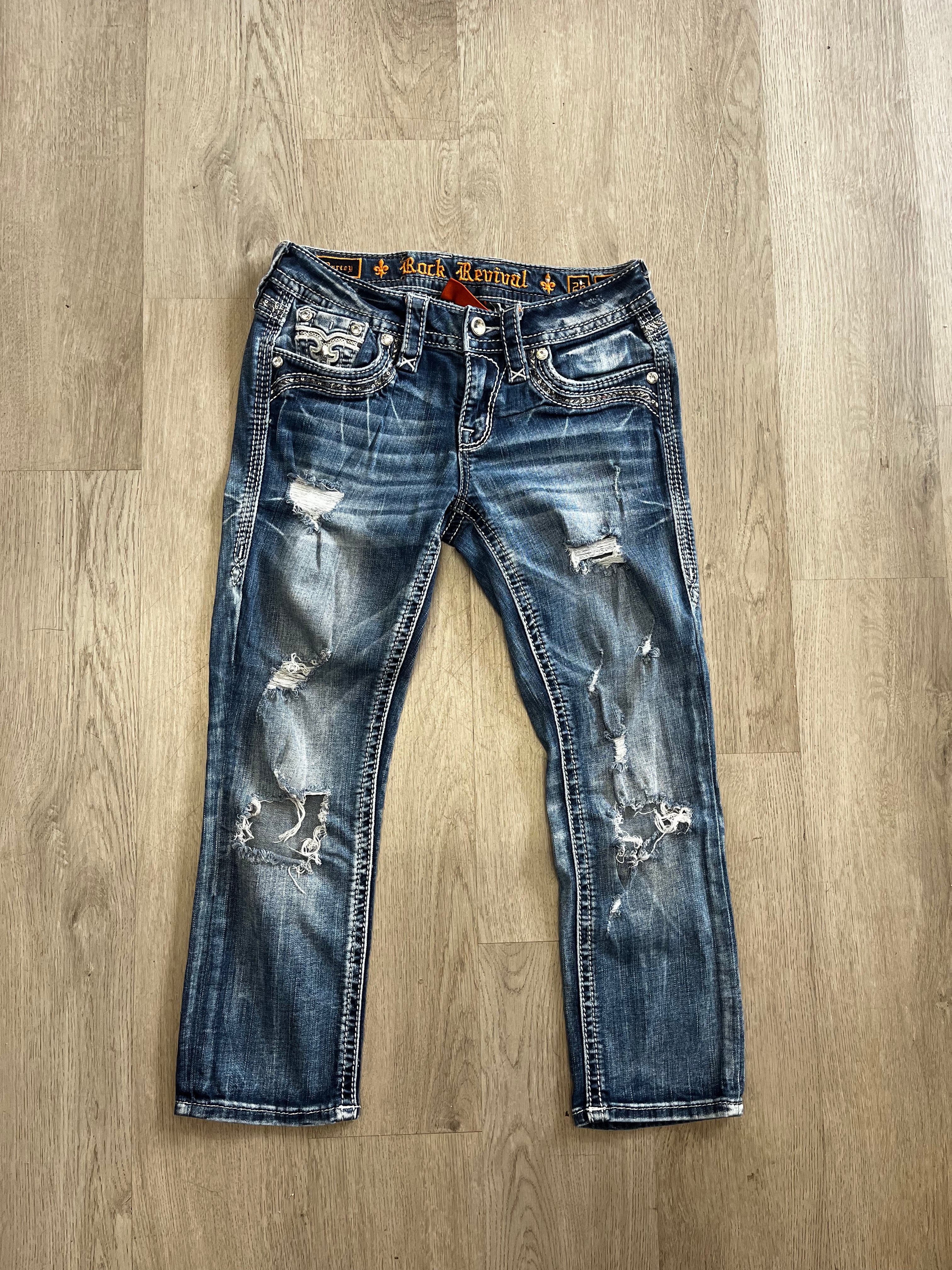 Vintage Women’s Rock Revival Darcey Low Rise Distressed Jeans