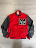 Money Stack Red Leather Varsity Jacket