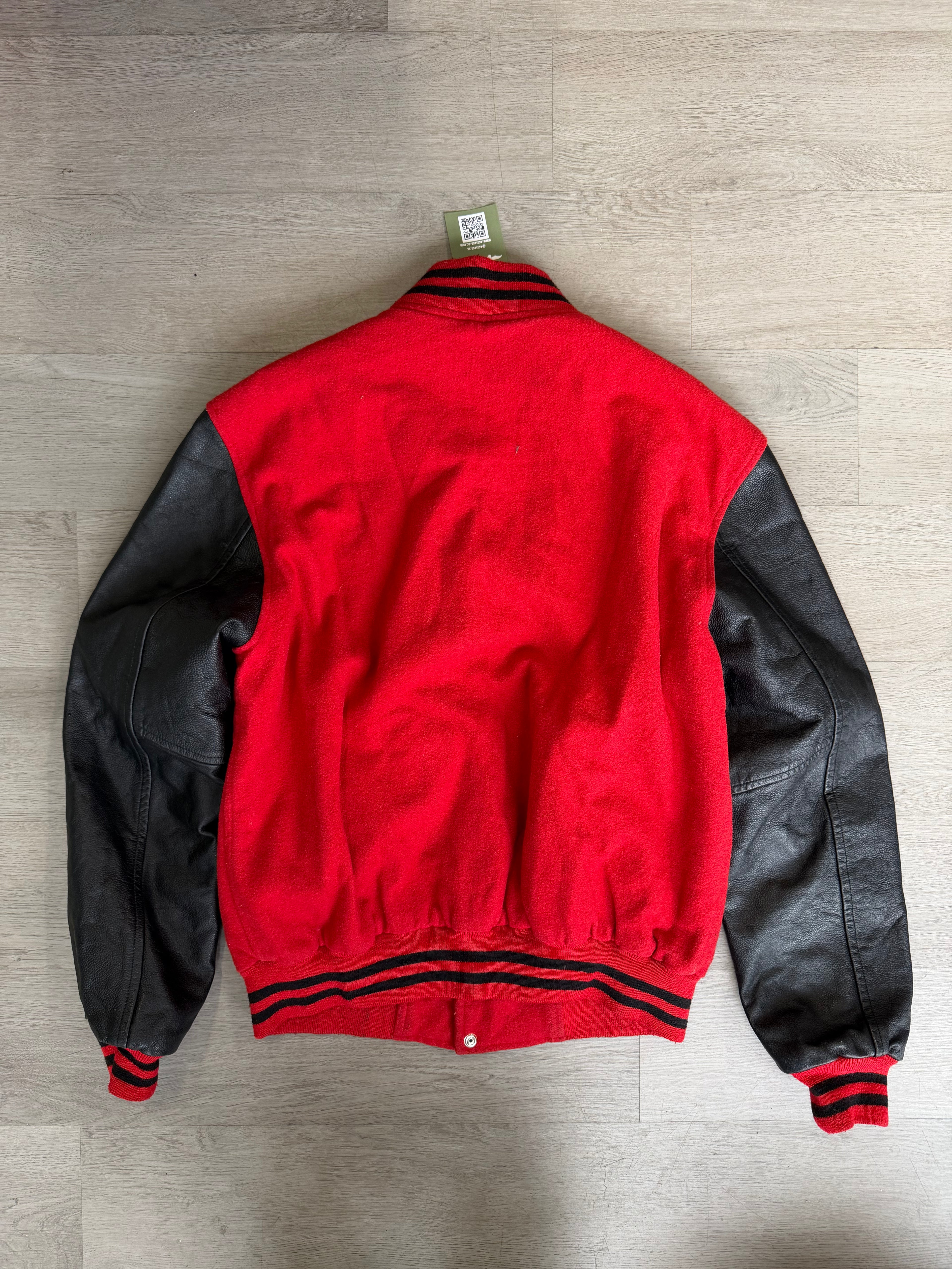 Money Stack Red Leather Varsity Jacket