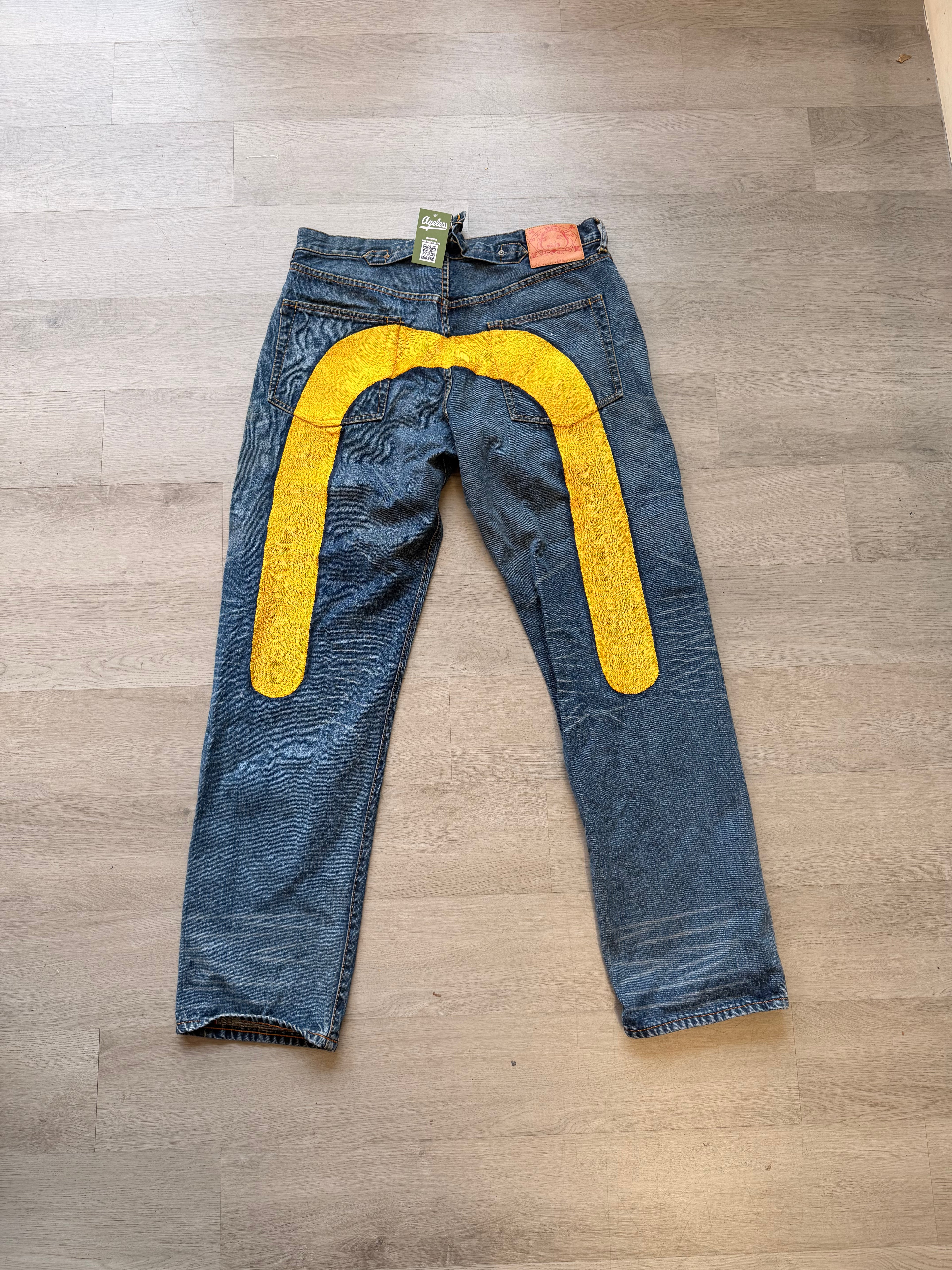 2005 Evisu Yamane Selvedge Big Stitch Yellow Daicock Denim Jeans