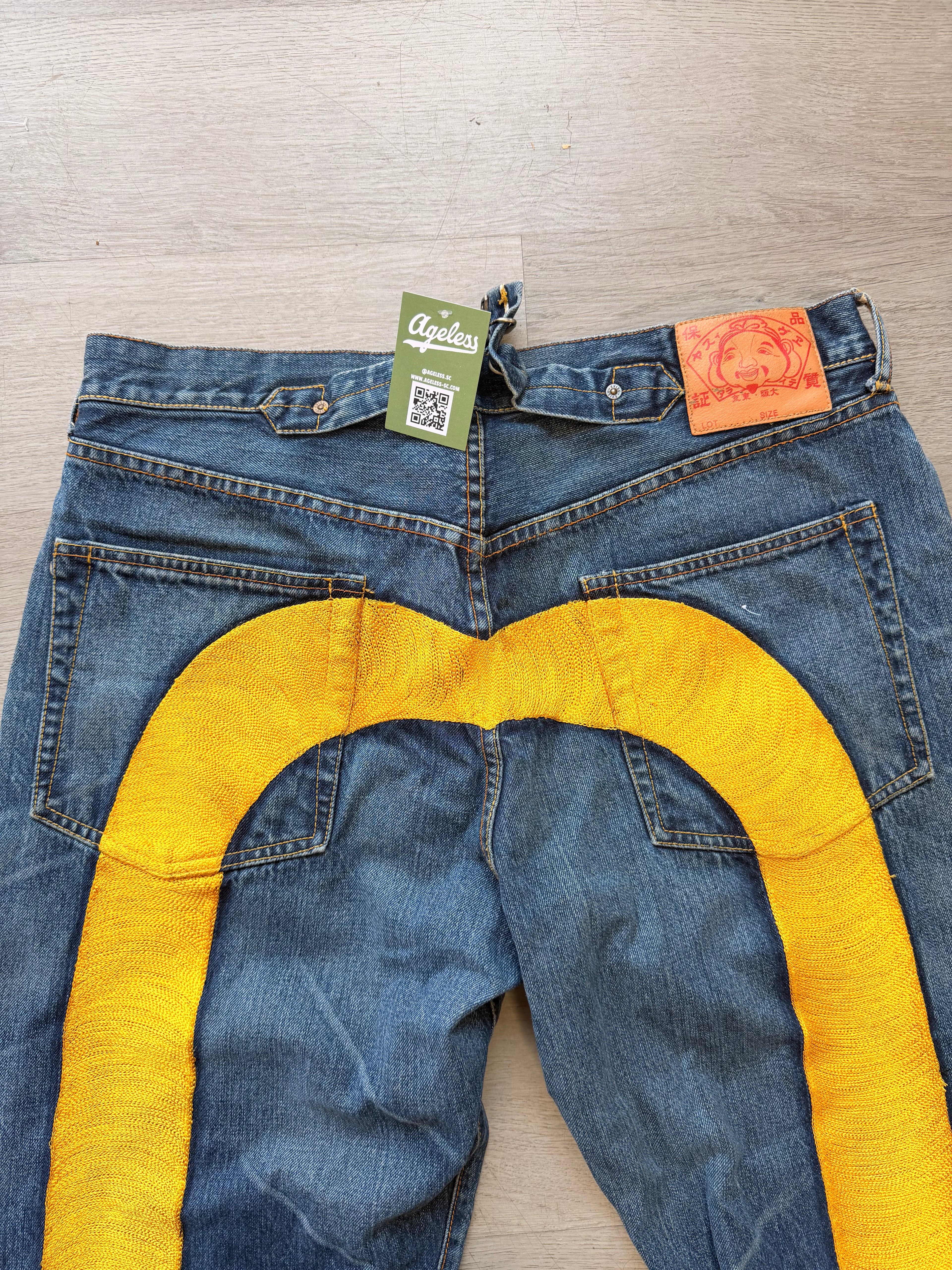 2005 Evisu Yamane Selvedge Big Stitch Yellow Daicock Denim Jeans