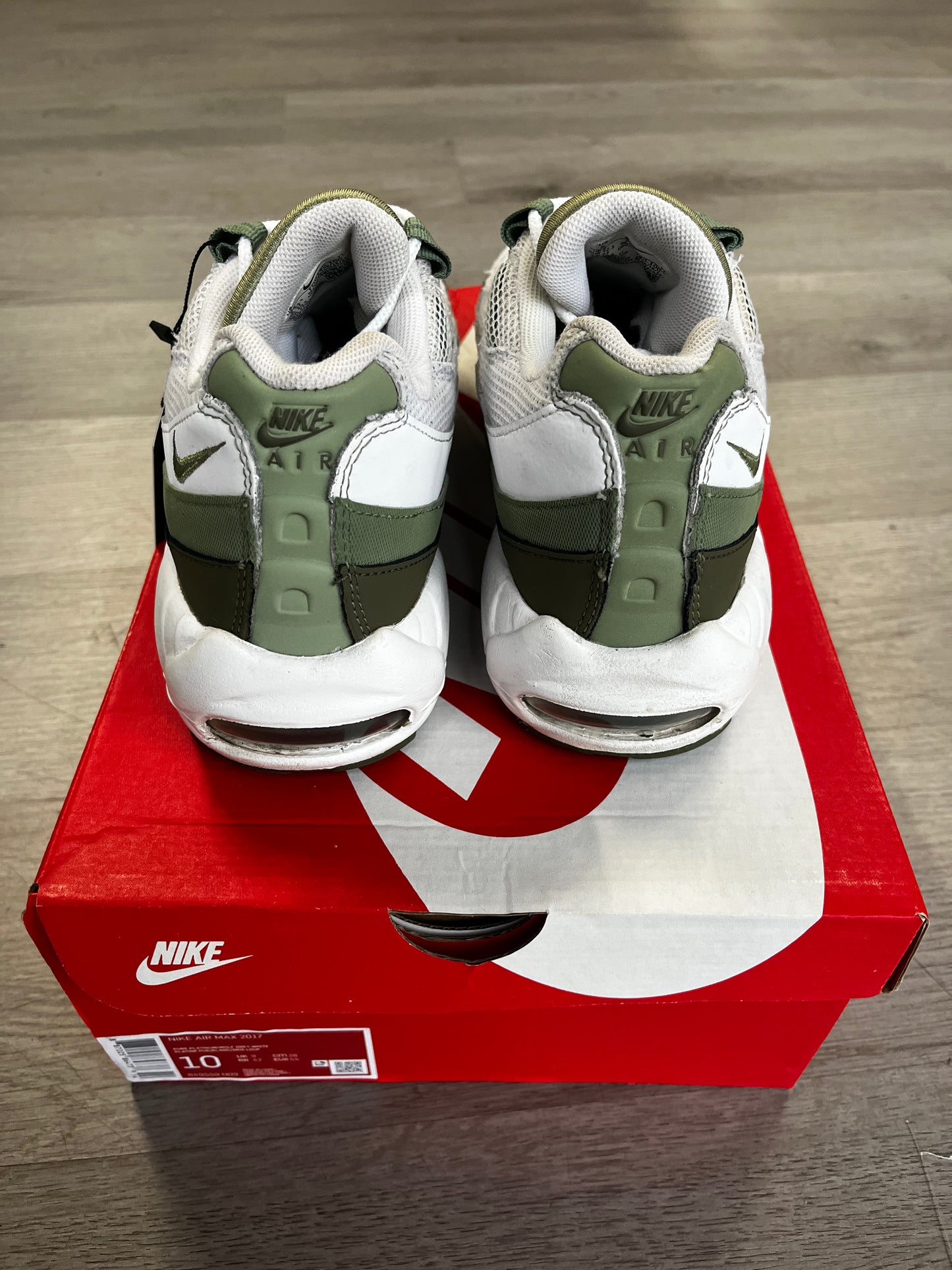 Pre-Owned Nike Air Max 95 White Medium Olive Oil Green