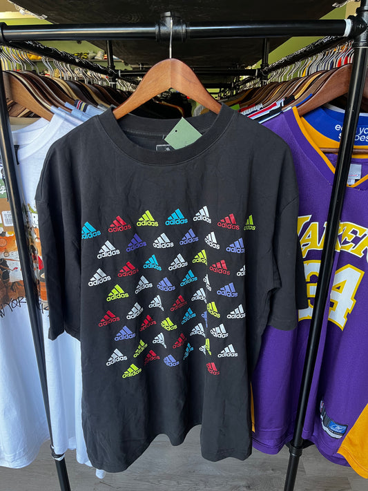 Vintage Multi Color All Over Adidas Logo Tee