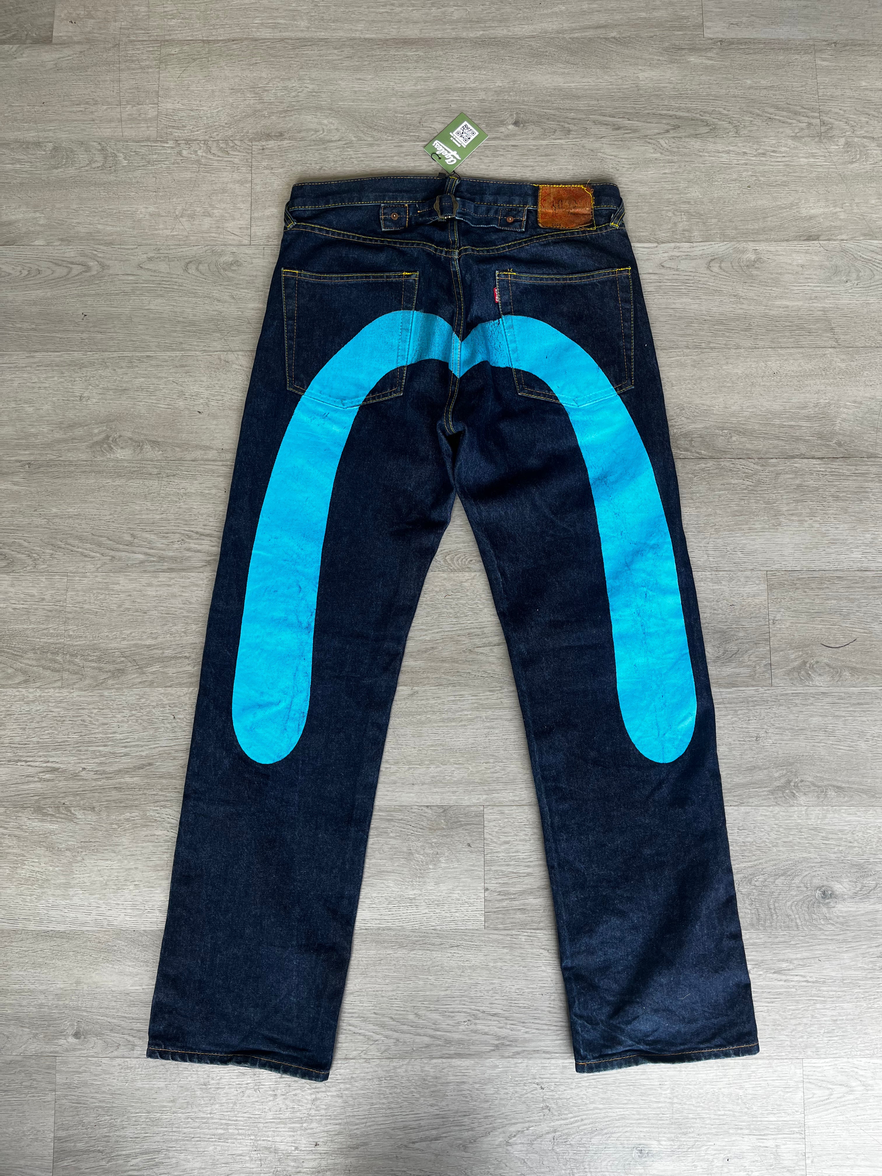 Evisu Light Blue Daicock Print Jeans