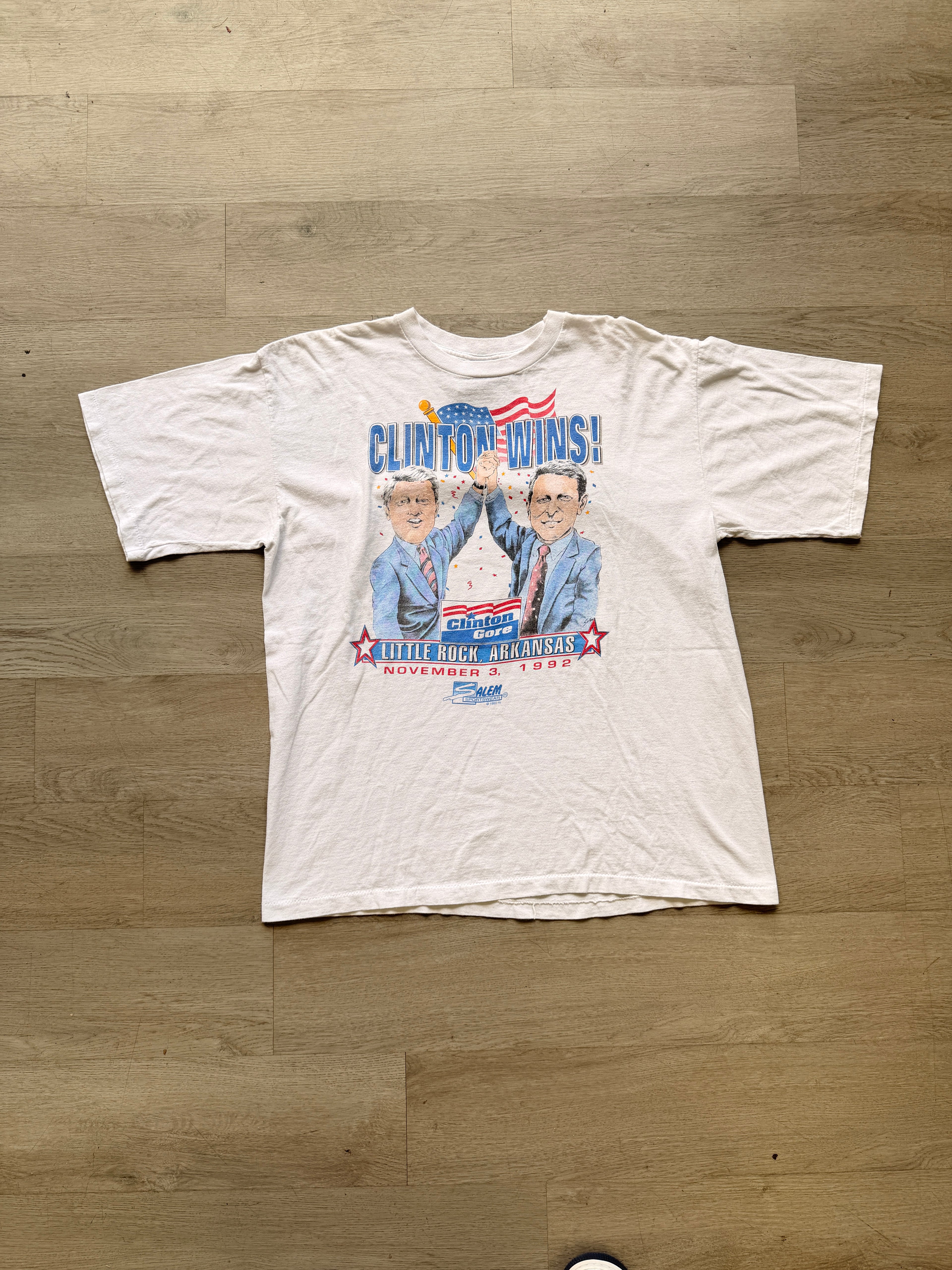 Vintage 1992 Salem Sportswear Clinton Gore Election Tee
