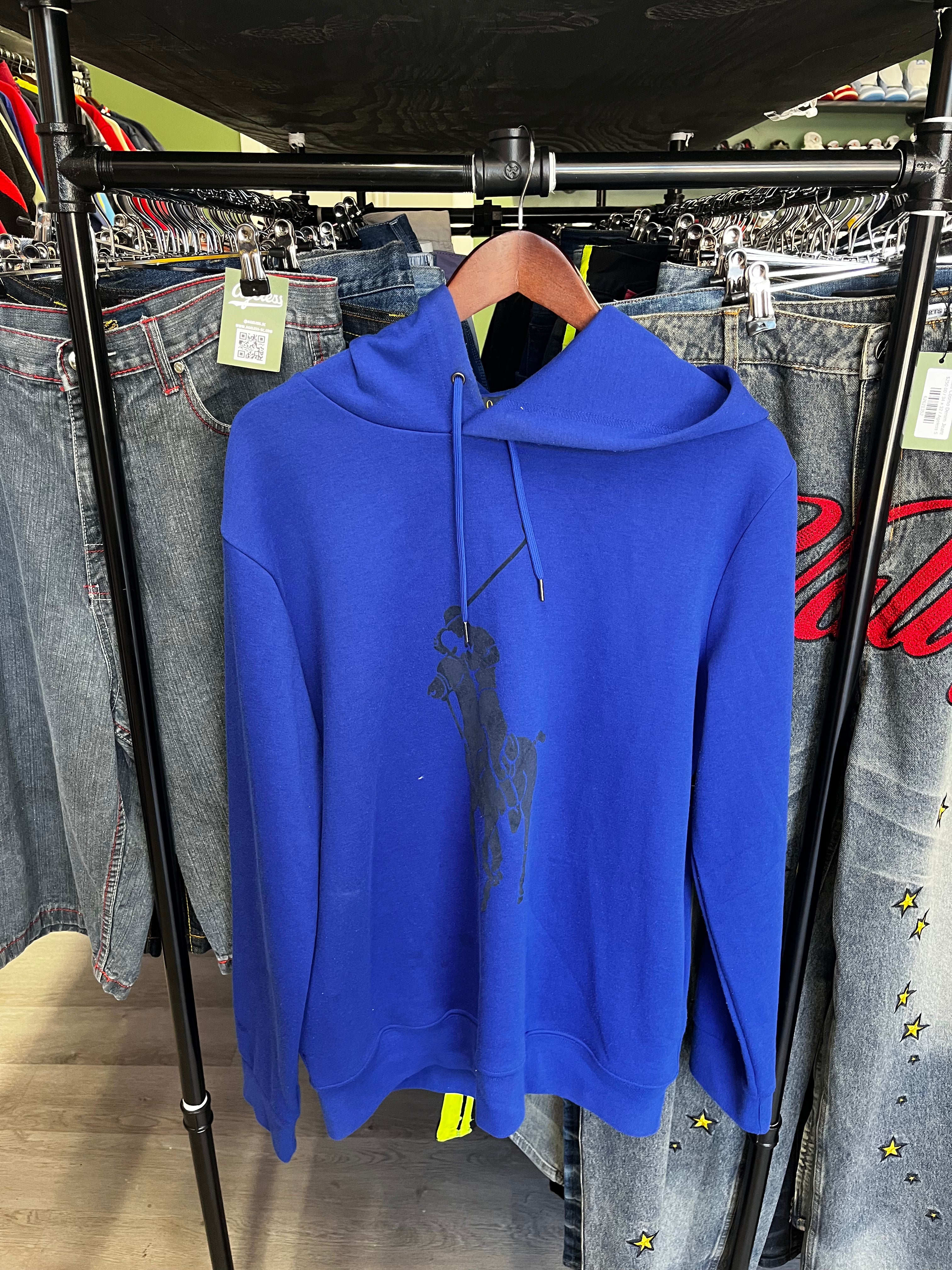 Polo Ralph Lauren Blue Big Black Logo Hoodie