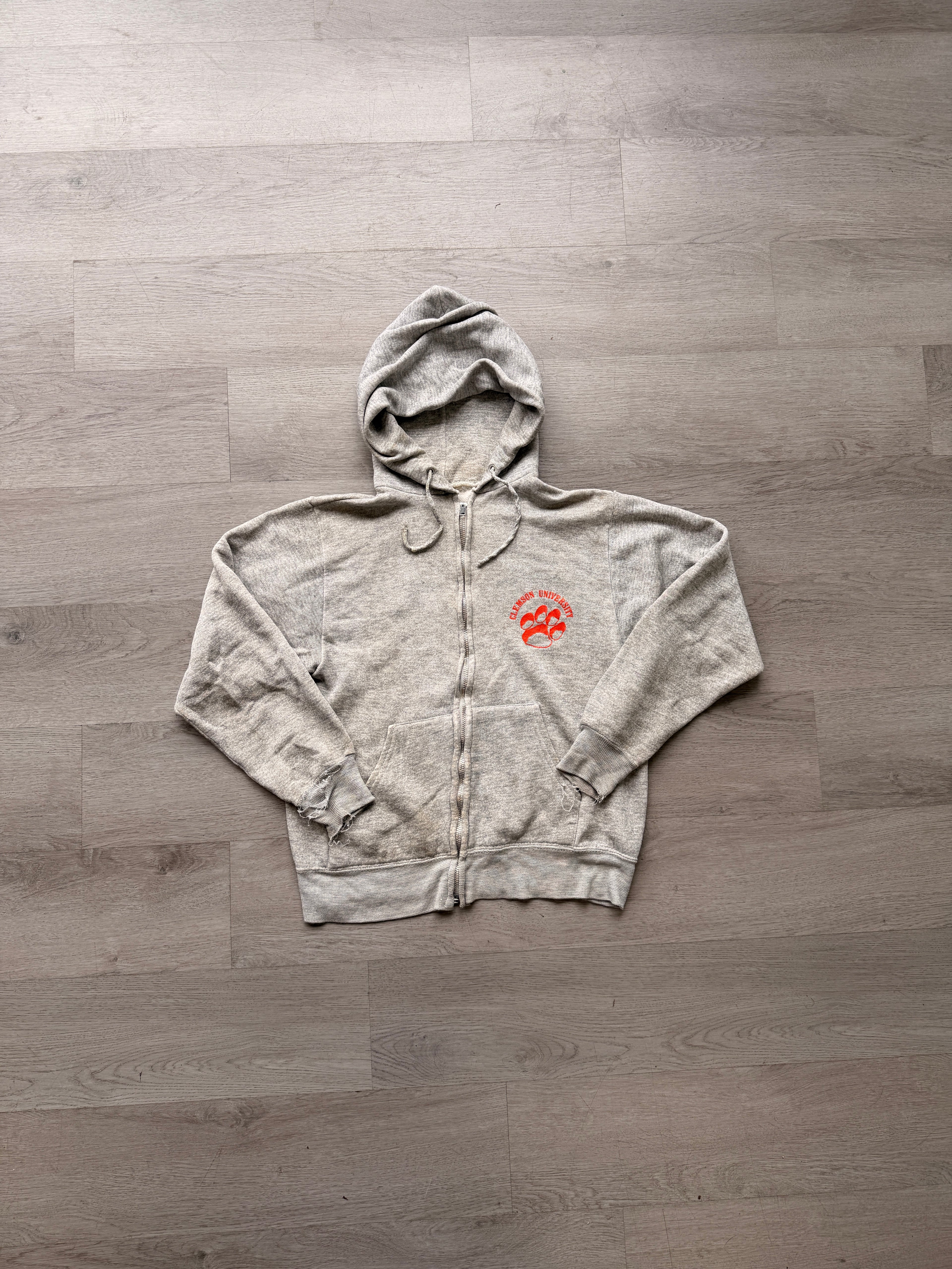 Vintage Grey Clemson University Zip Up Hoodie