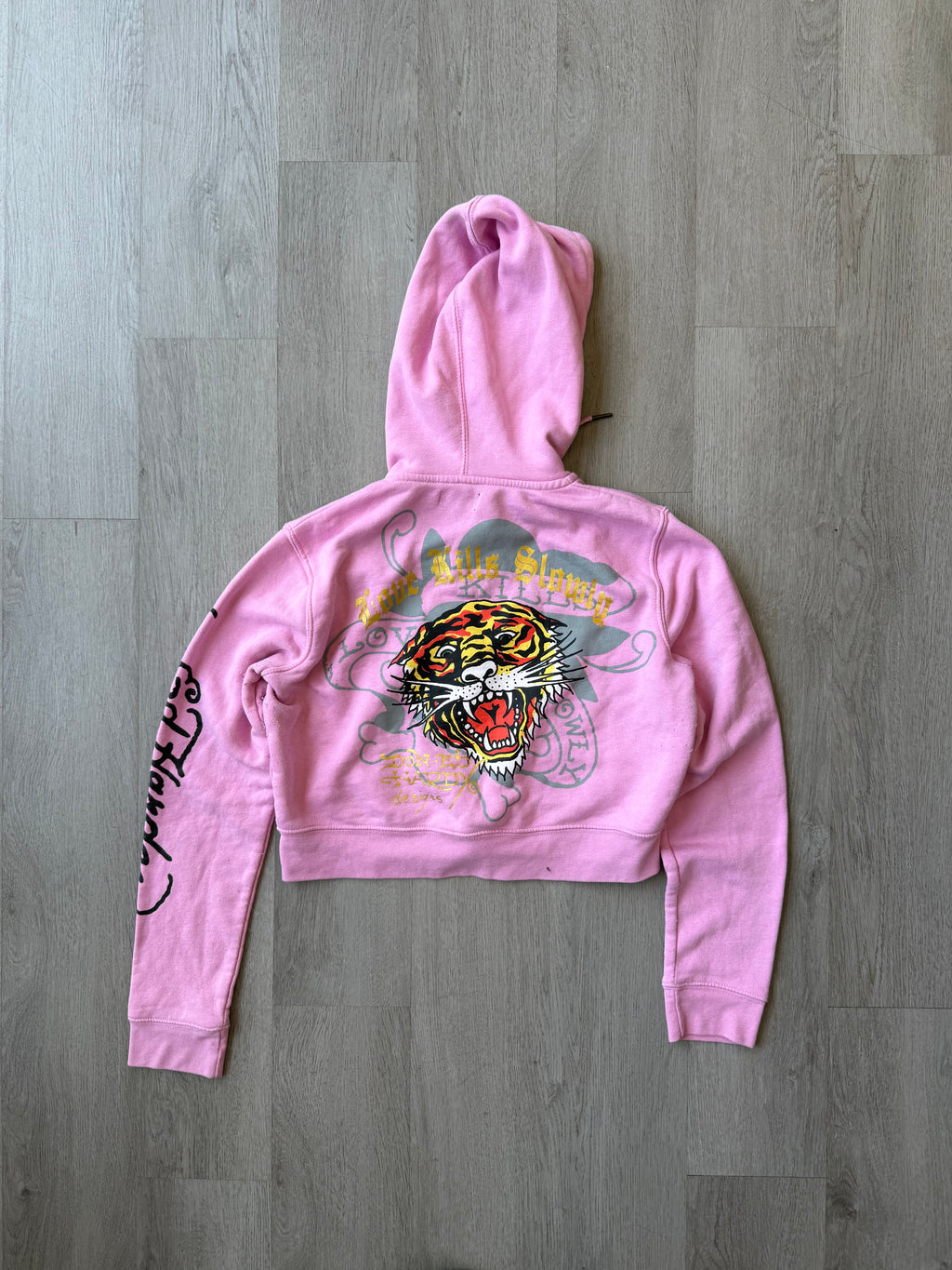 Women’s Ed Hardy Pink Cropped Hoodie