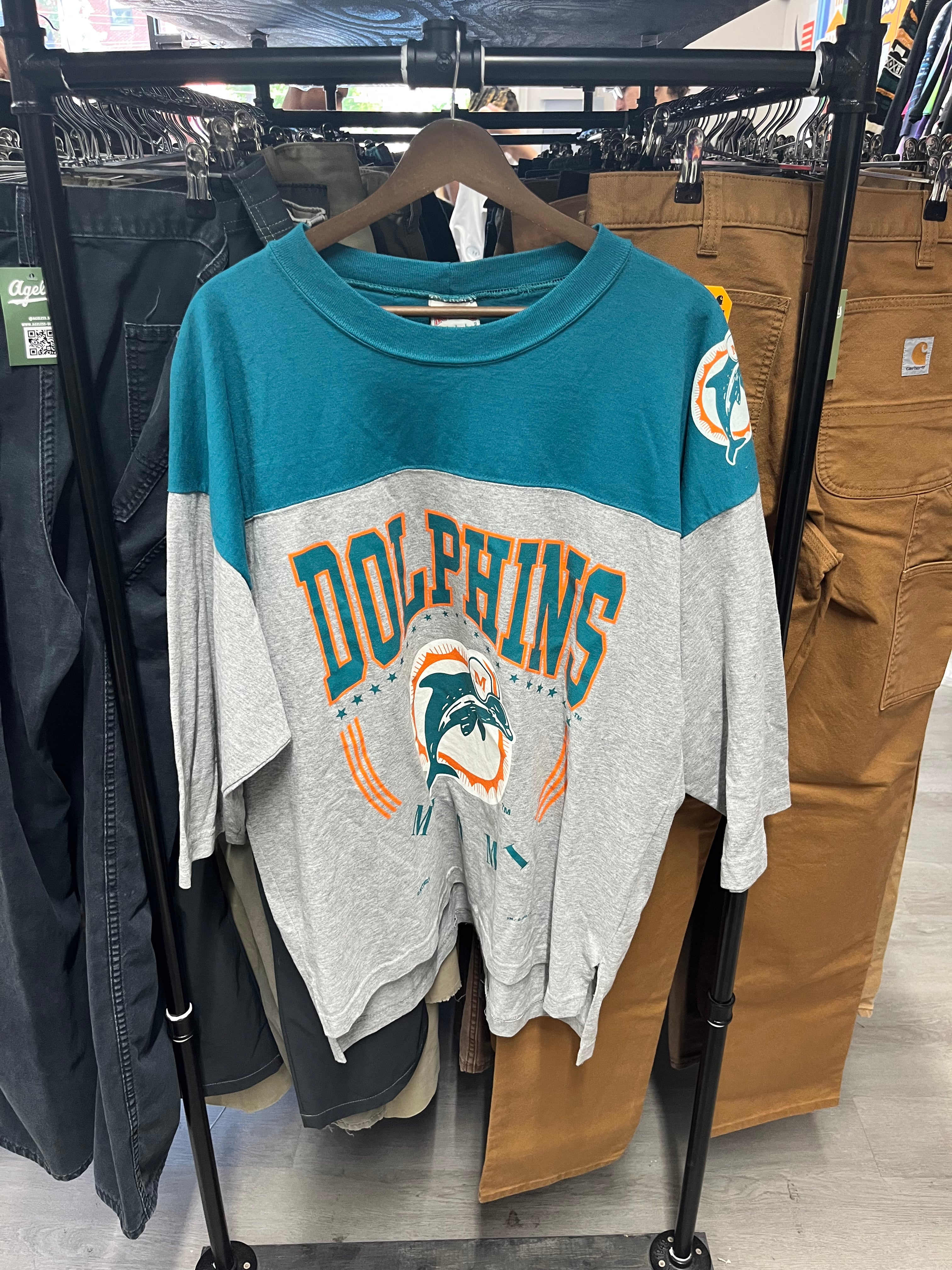 Vintage 1995 Nutmeg NFL Miami Dolphins Raglan Tee