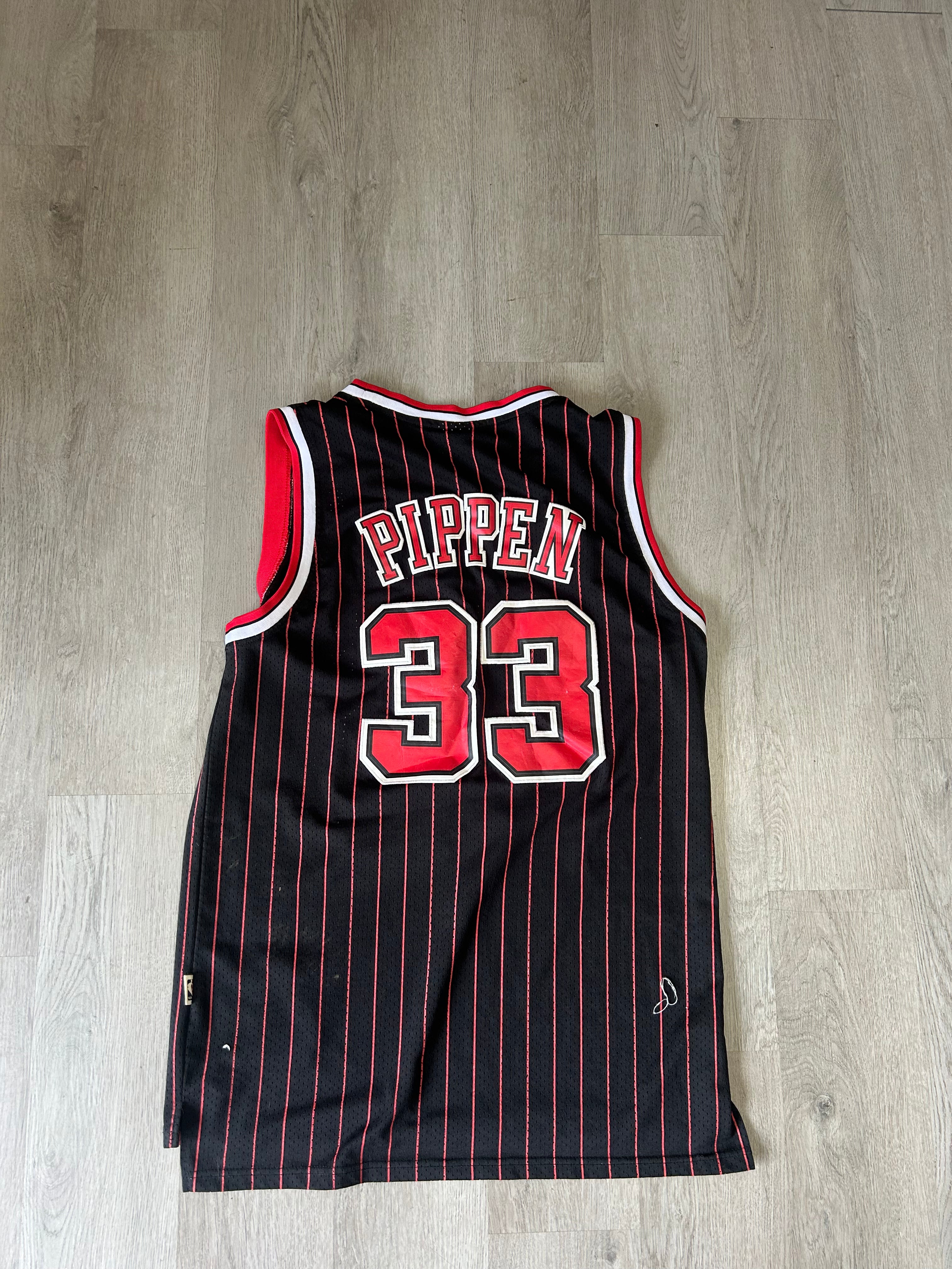 NBA Chicago Bulls Scottie Pippen black pinstripe Hardwood Classics Jersey