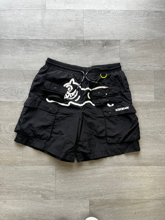 Icecream Walker Black Nylon Cargo Shorts
