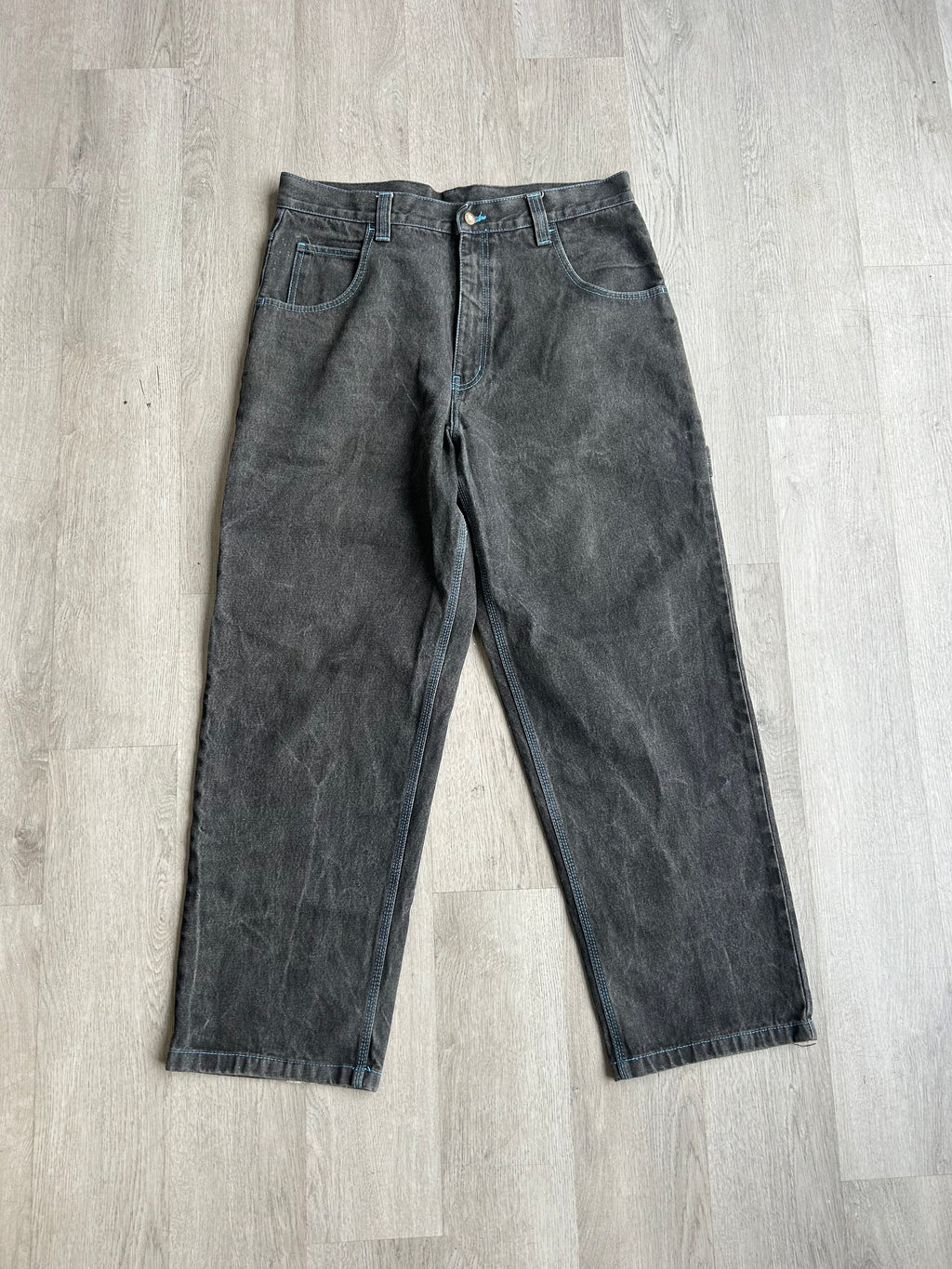 Y2K Black/Blue Stitch Denim Pants