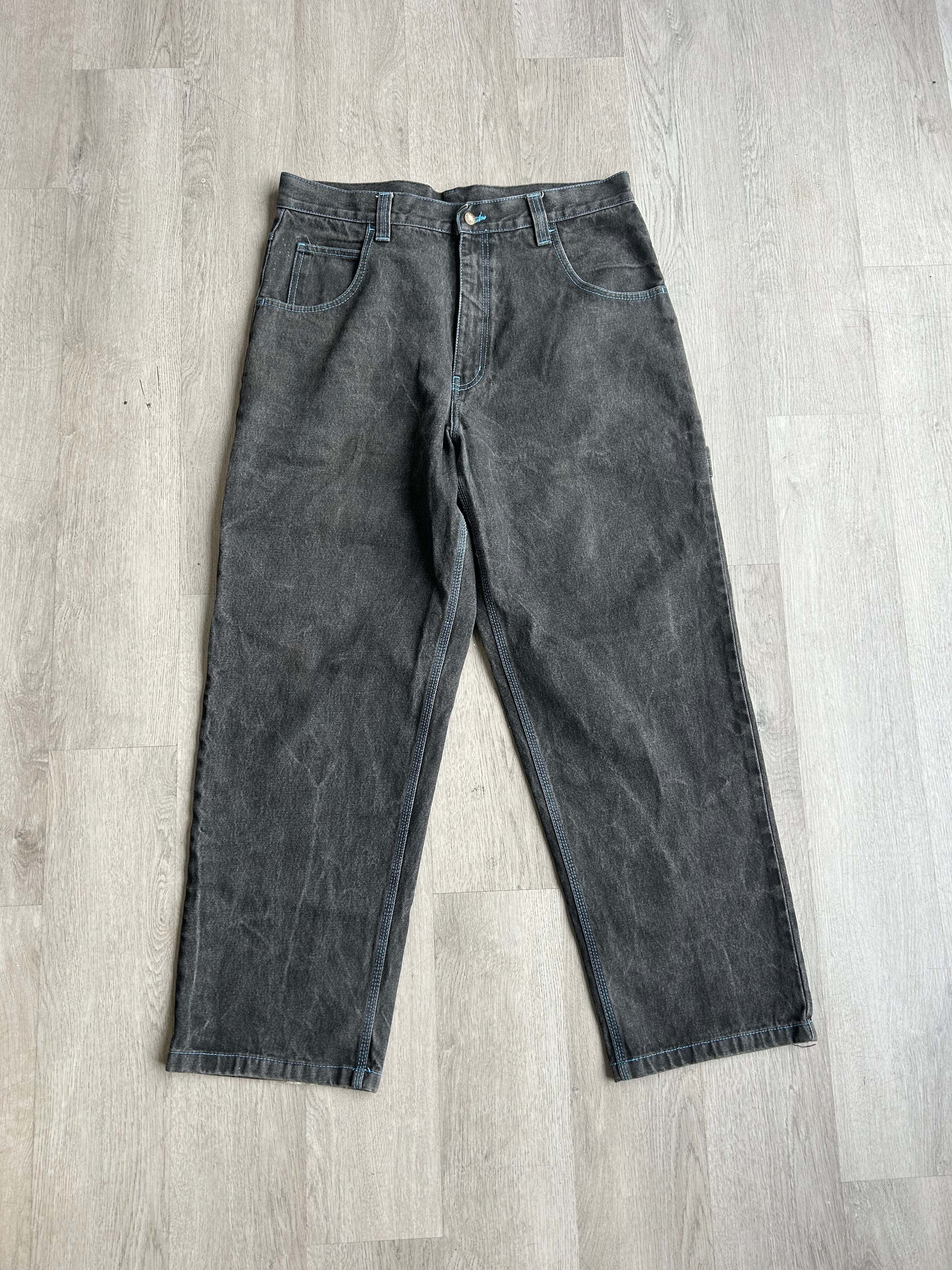 Y2K Black/Blue Stitch Denim Pants