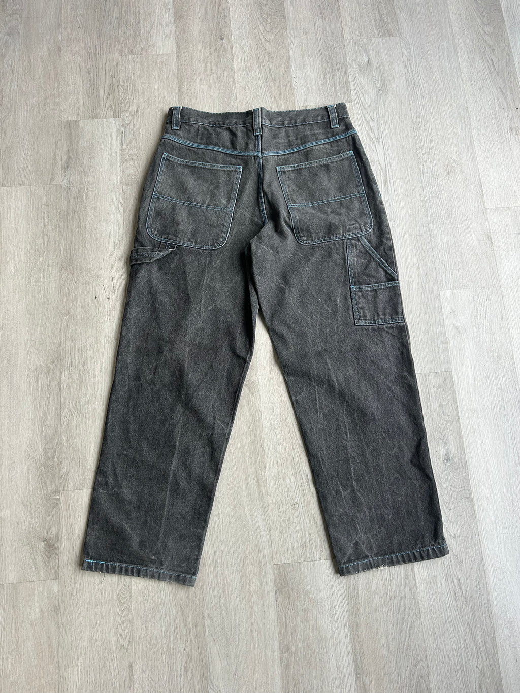 Y2K Black/Blue Stitch Denim Pants