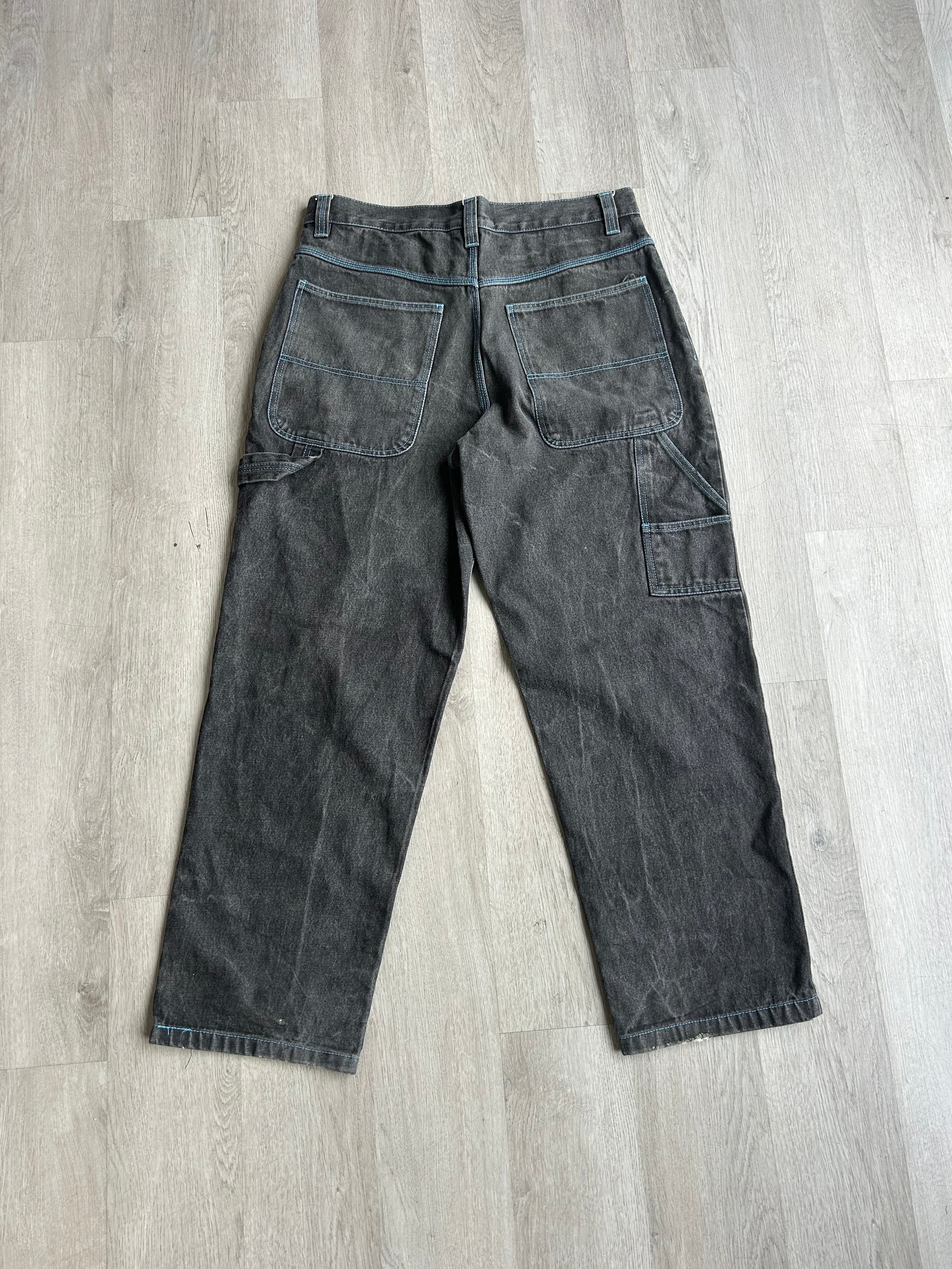 Y2K Black/Blue Stitch Denim Pants