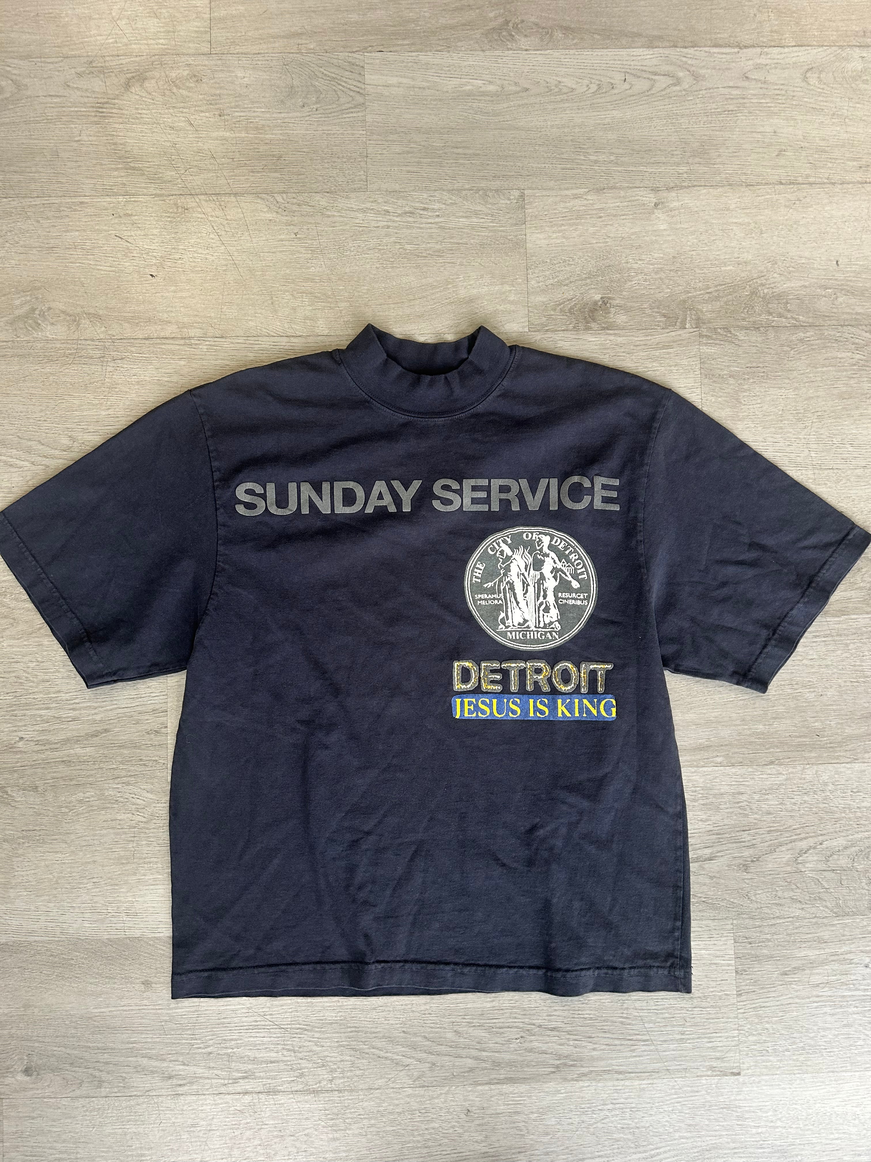 Navy Yeezy Kanye West Sunday Service Detroit Tee