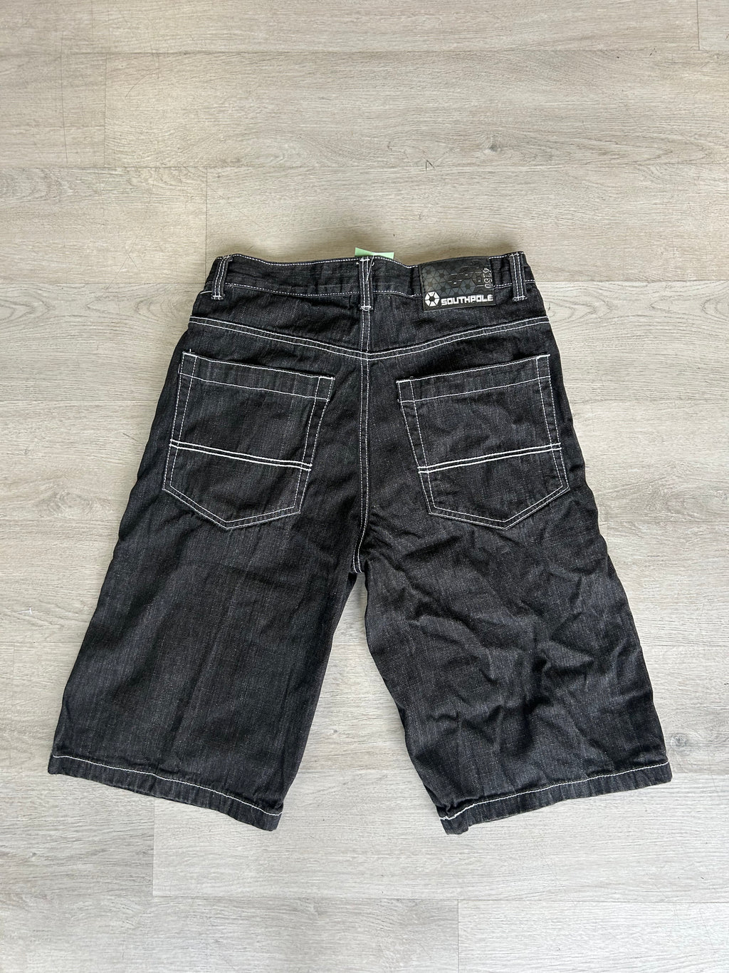 Y2K Southpole Black Denim White Stitched Shorts