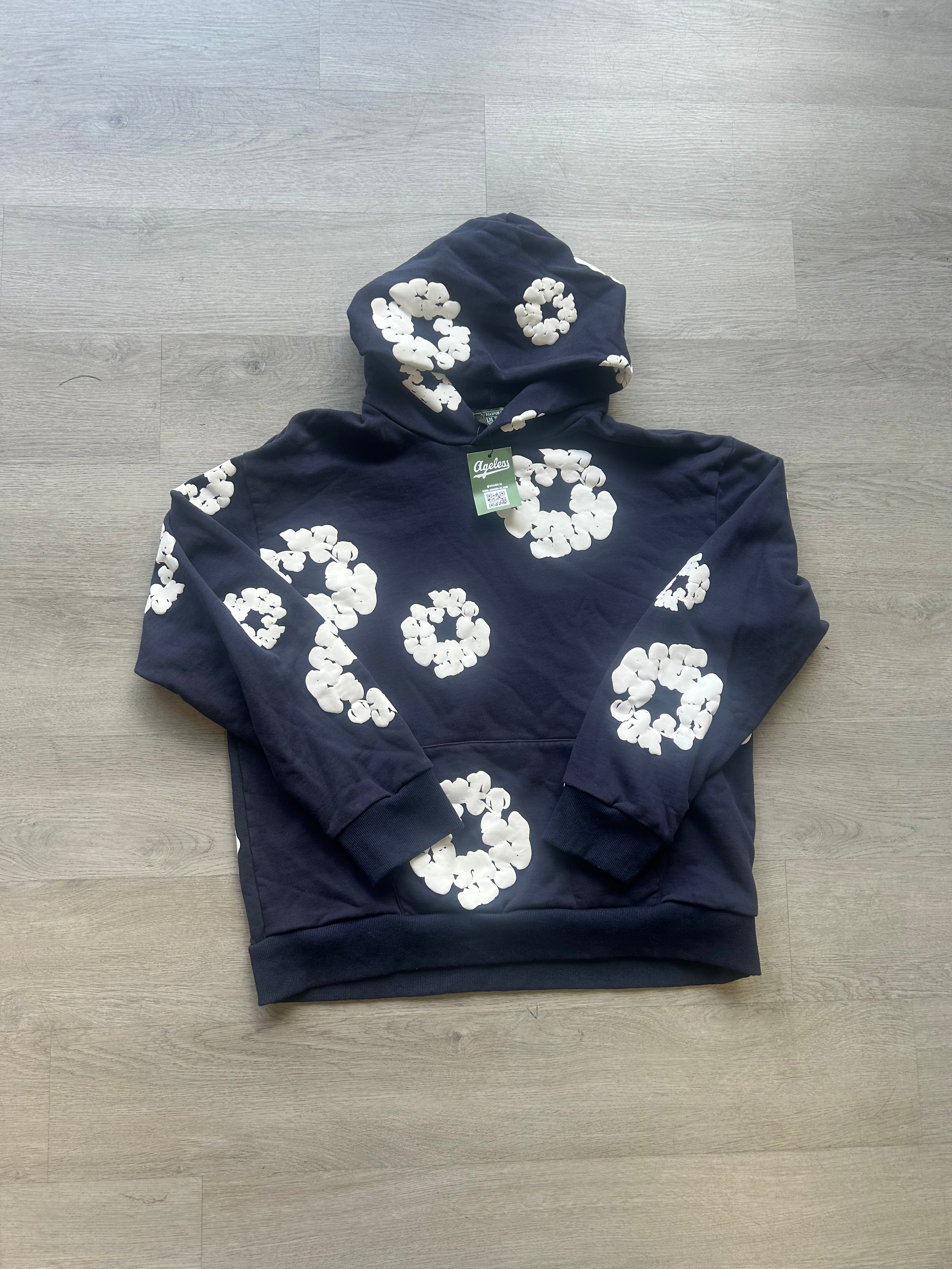 Pre-Owned Denim Tears Navy Blue Corton Wreath Hoodie